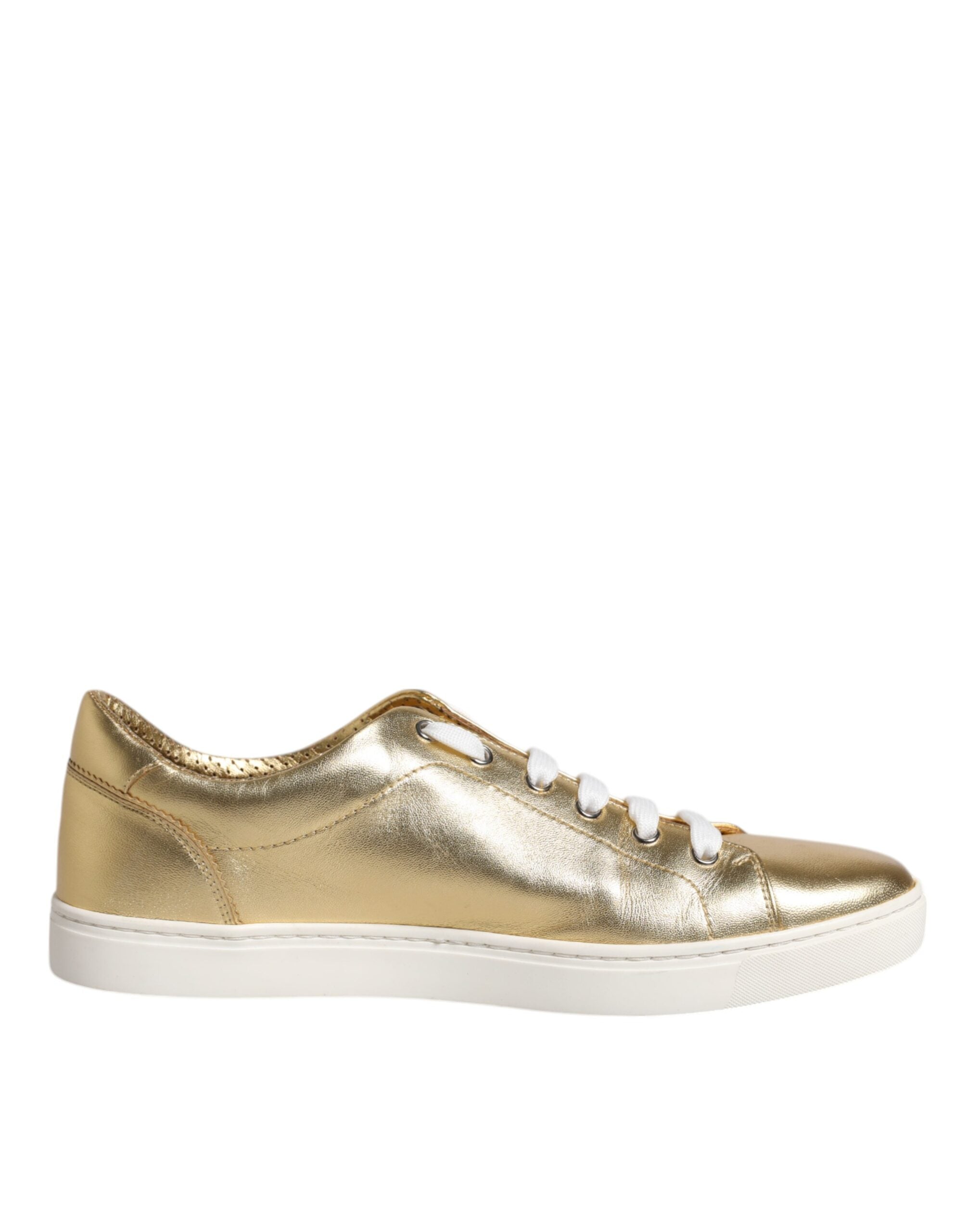 Dolce & Gabbana Gold Leather Logo London Men Sneakers Shoes LUNESCAPE
