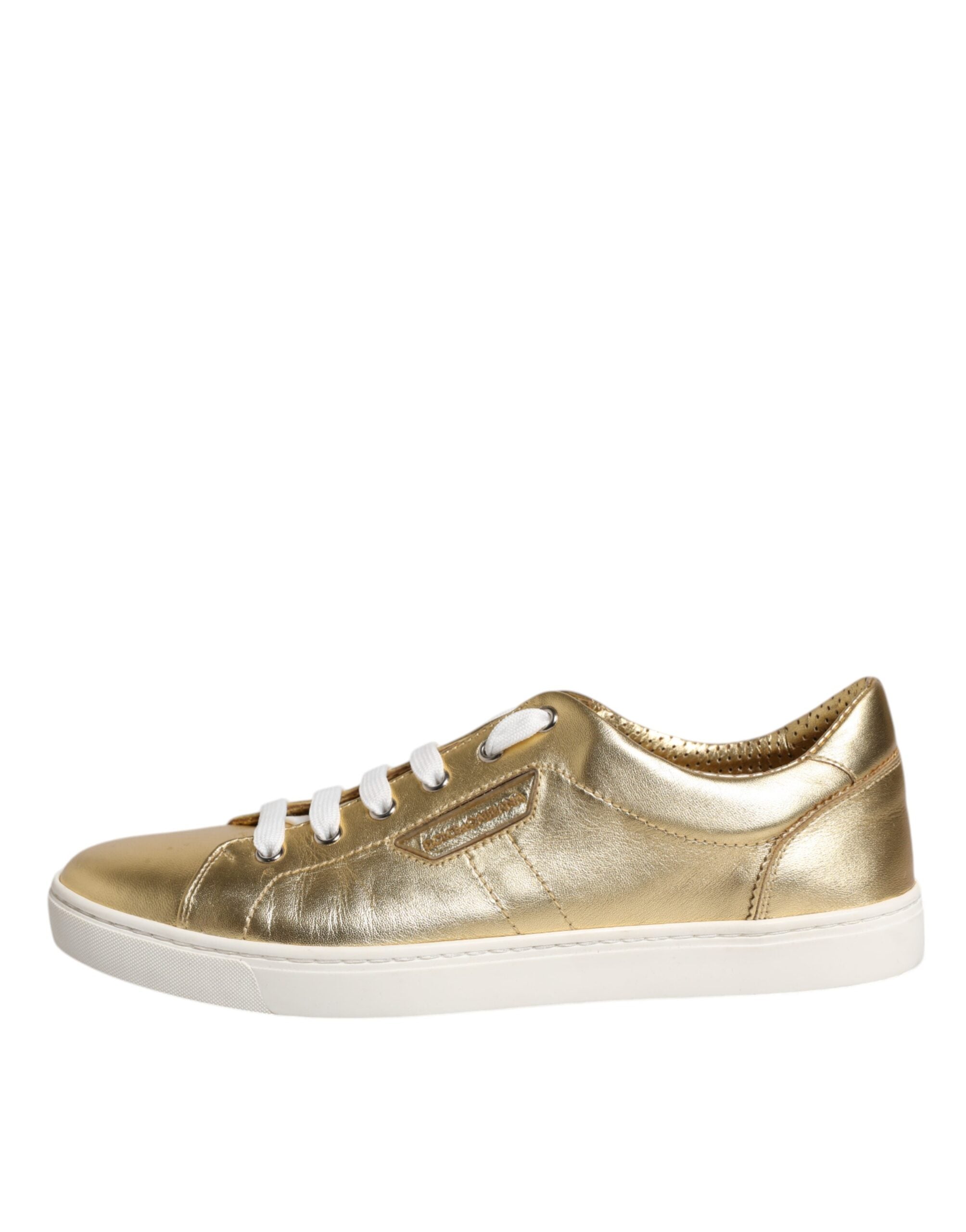 Dolce & Gabbana Gold Leather Logo London Men Sneakers Shoes LUNESCAPE