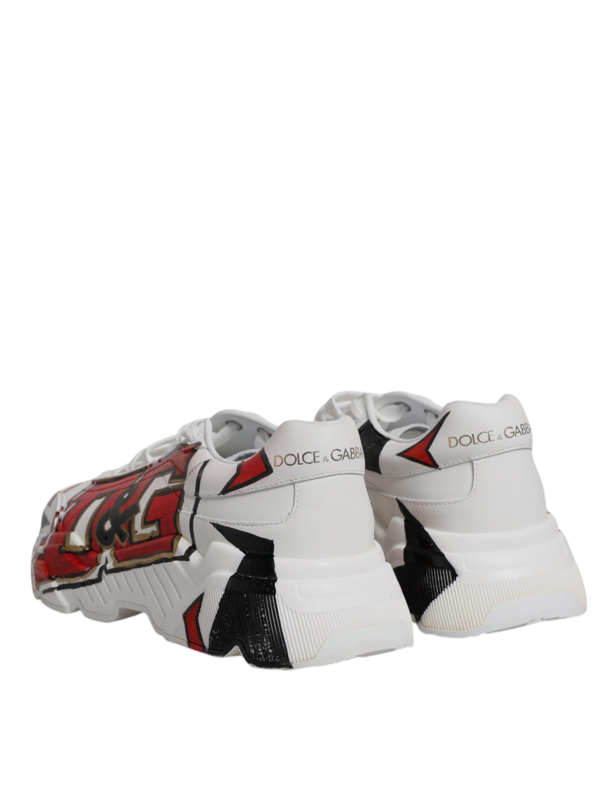 Dolce & Gabbana White Daymaster Hand Painted Sneakers Shoes LUNESCAPE