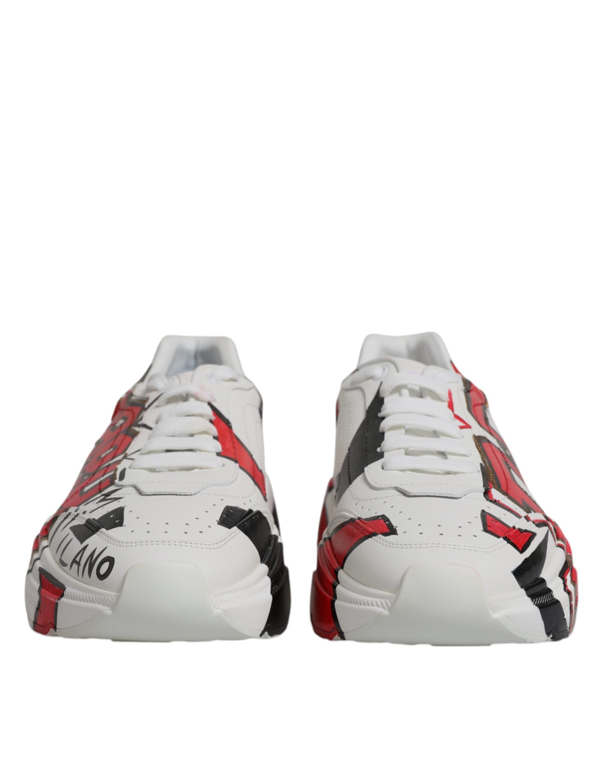 Dolce & Gabbana White Daymaster Hand Painted Sneakers Shoes LUNESCAPE