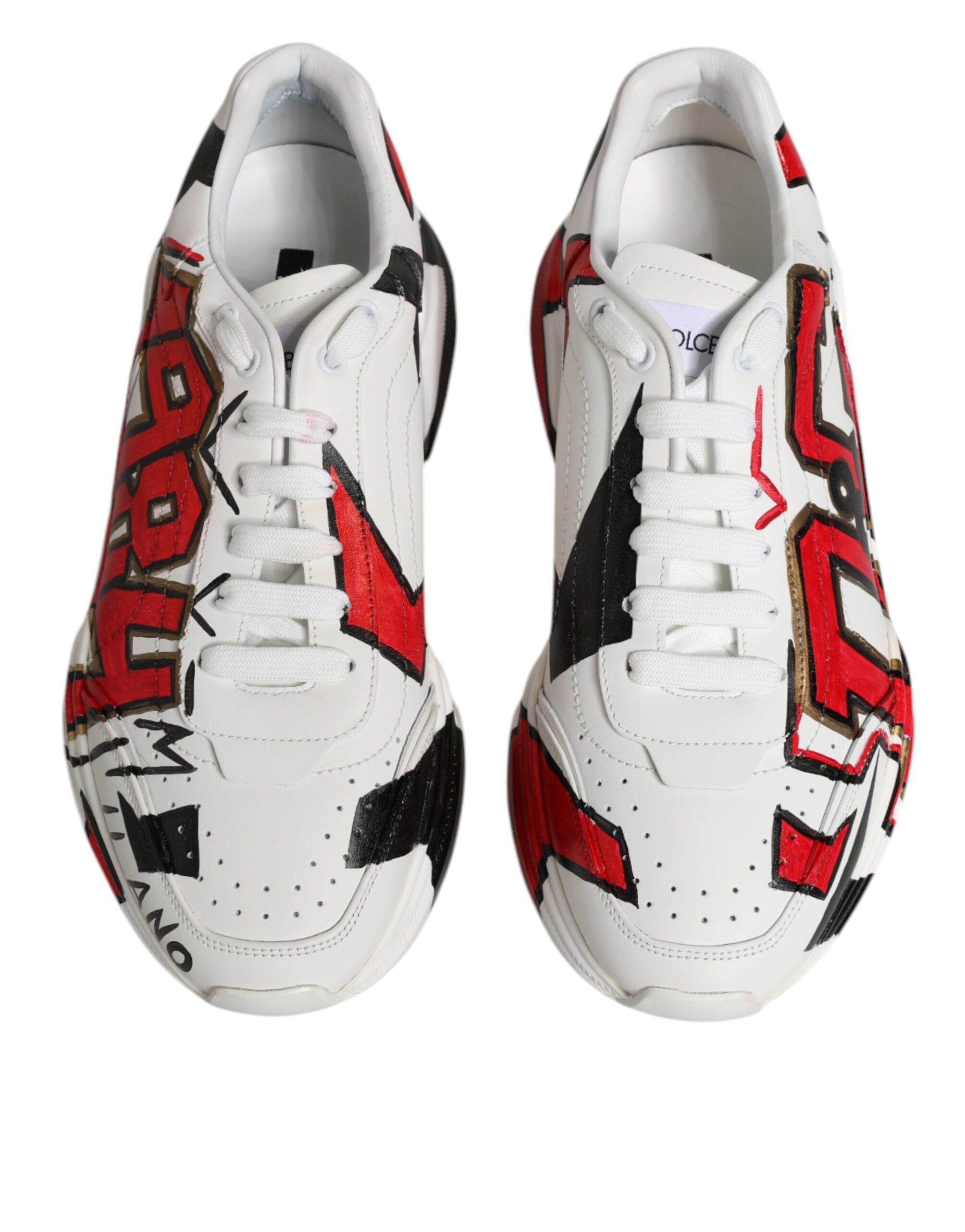 Dolce & Gabbana White Daymaster Hand Painted Sneakers Shoes LUNESCAPE