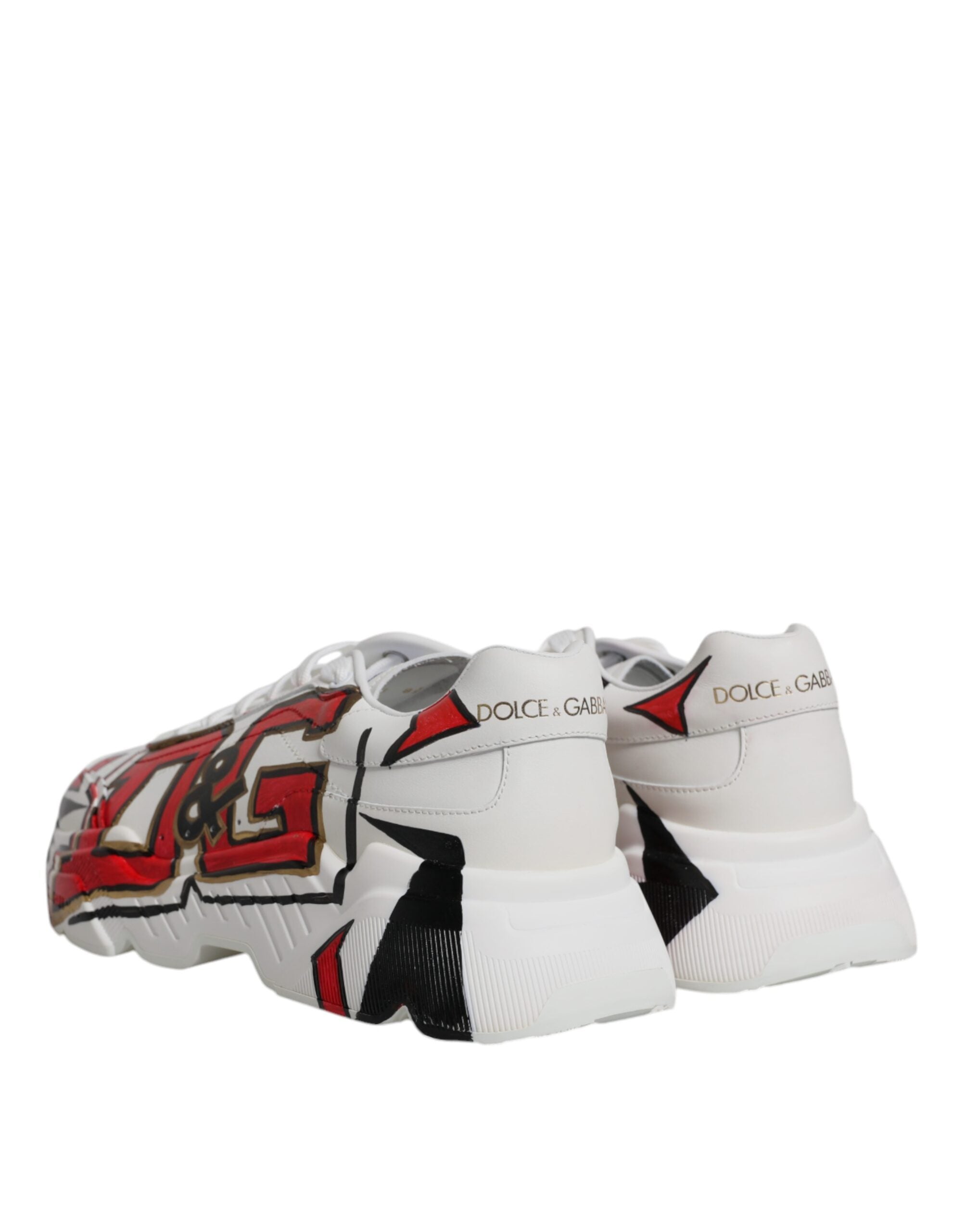 Dolce & Gabbana White Daymaster Hand Painted Sneakers Shoes LUNESCAPE