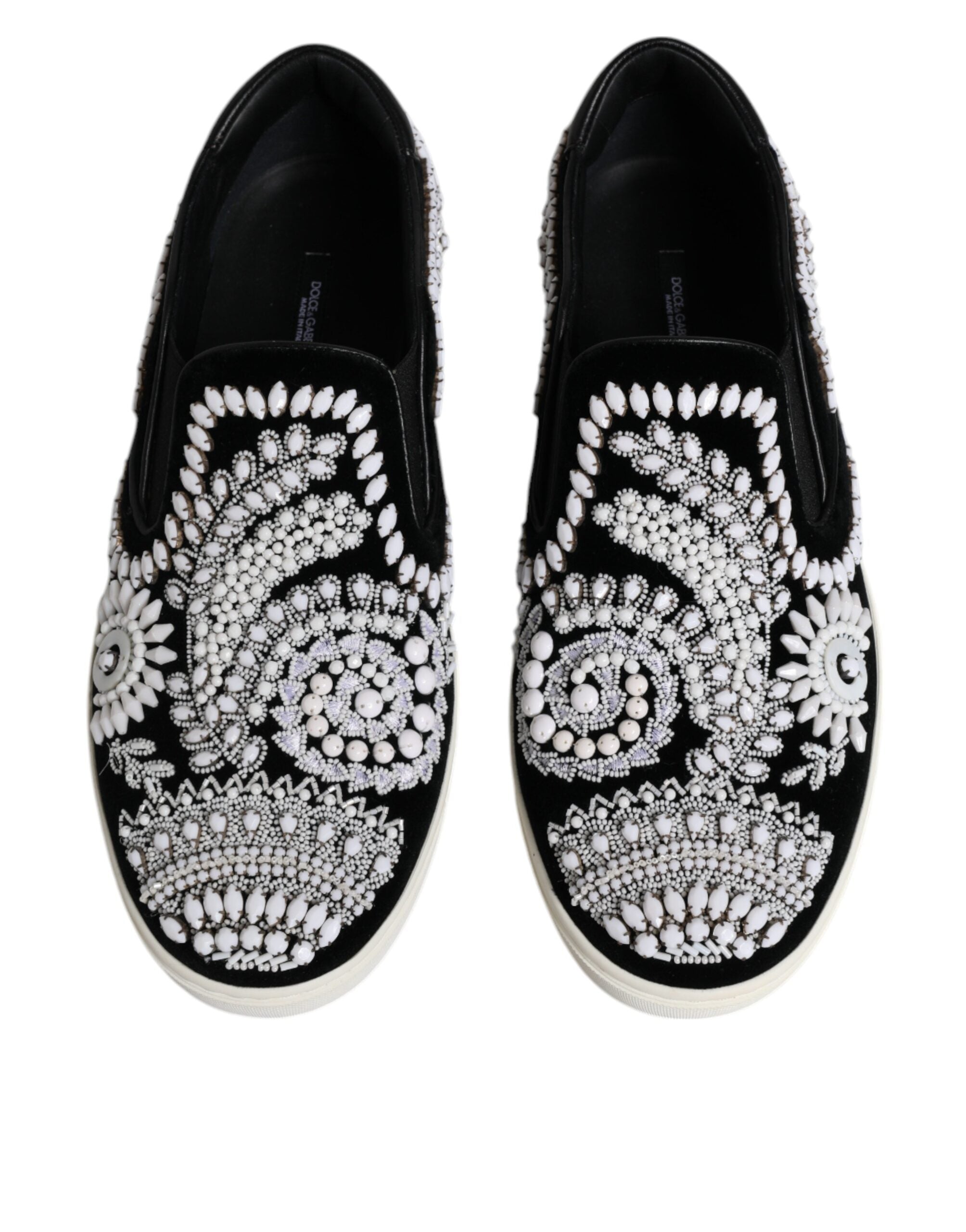 Dolce & Gabbana Black Embellished London Men Slip On Shoes LUNESCAPE