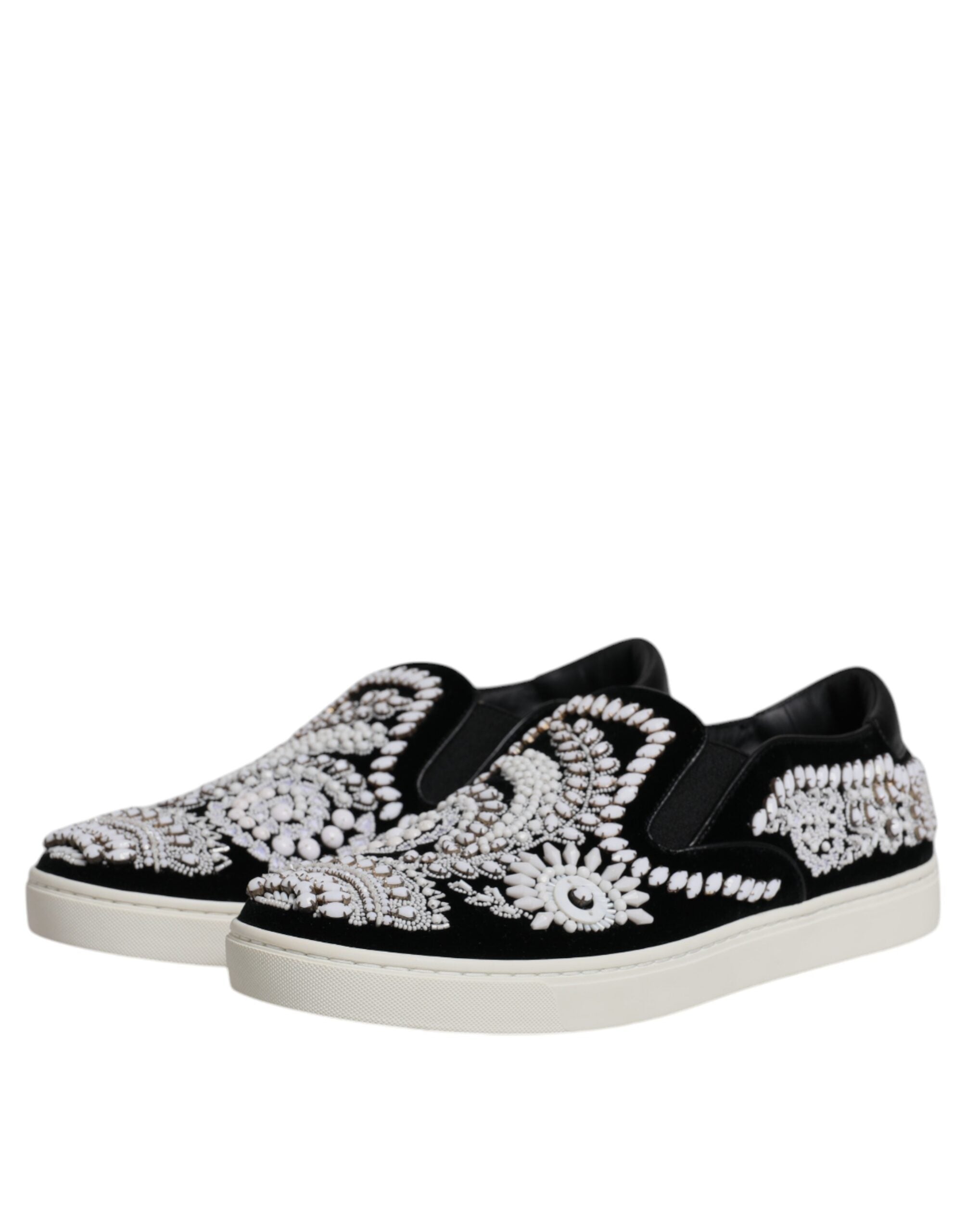 Dolce & Gabbana Black Embellished London Men Slip On Shoes LUNESCAPE
