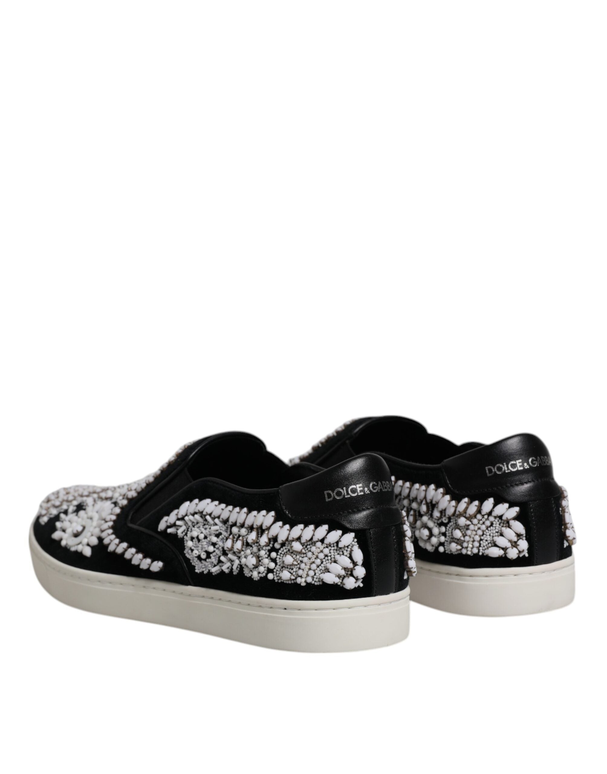 Dolce & Gabbana Black Embellished London Men Slip On Shoes LUNESCAPE