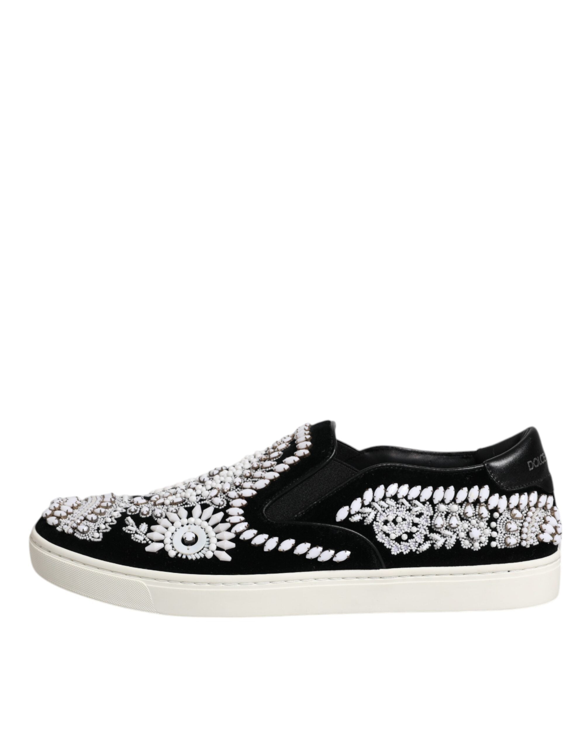 Dolce & Gabbana Black Embellished London Men Slip On Shoes LUNESCAPE
