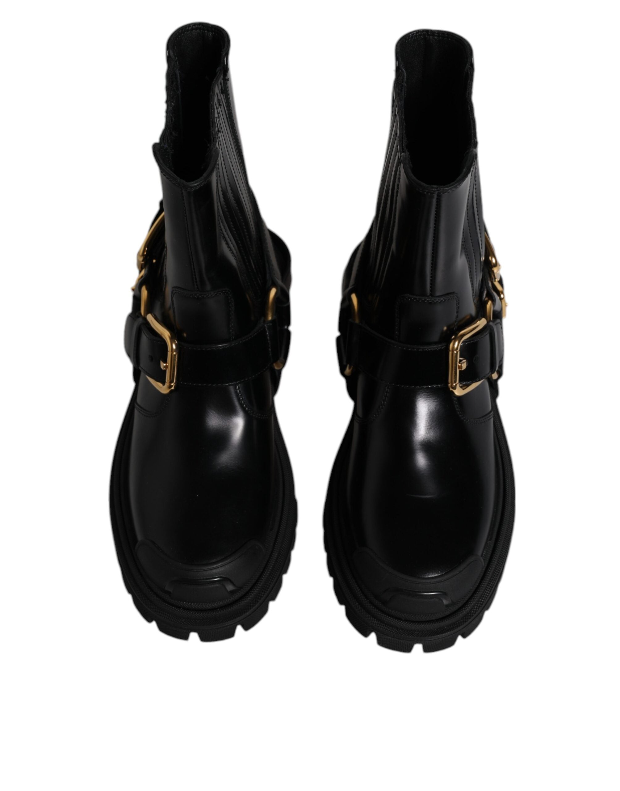 Dolce & Gabbana Black Leather Slip On Stretch Trekking Boots Shoes LUNESCAPE