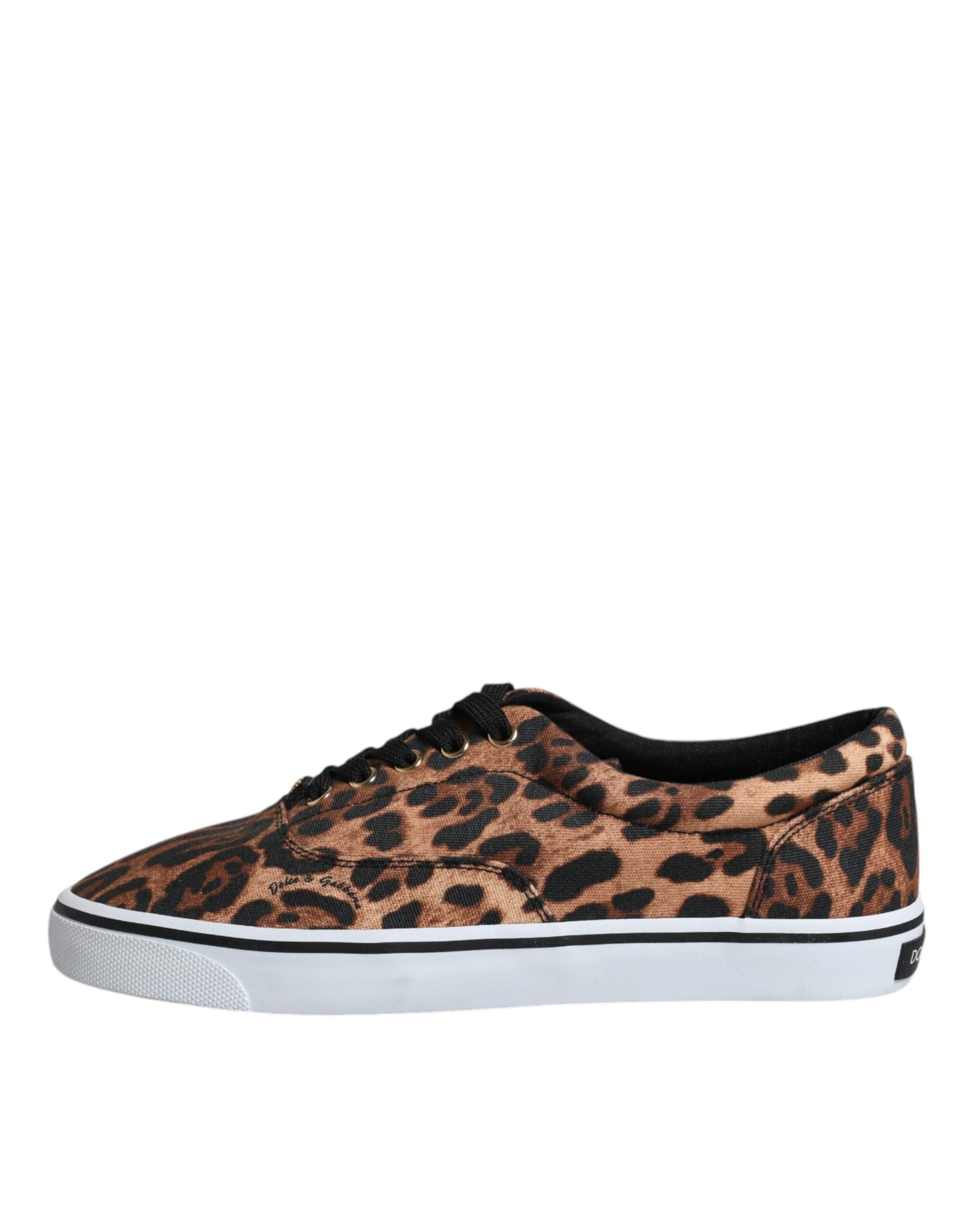 Dolce & Gabbana Brown Leopard Logo Print Cotton Sneakers Shoes LUNESCAPE