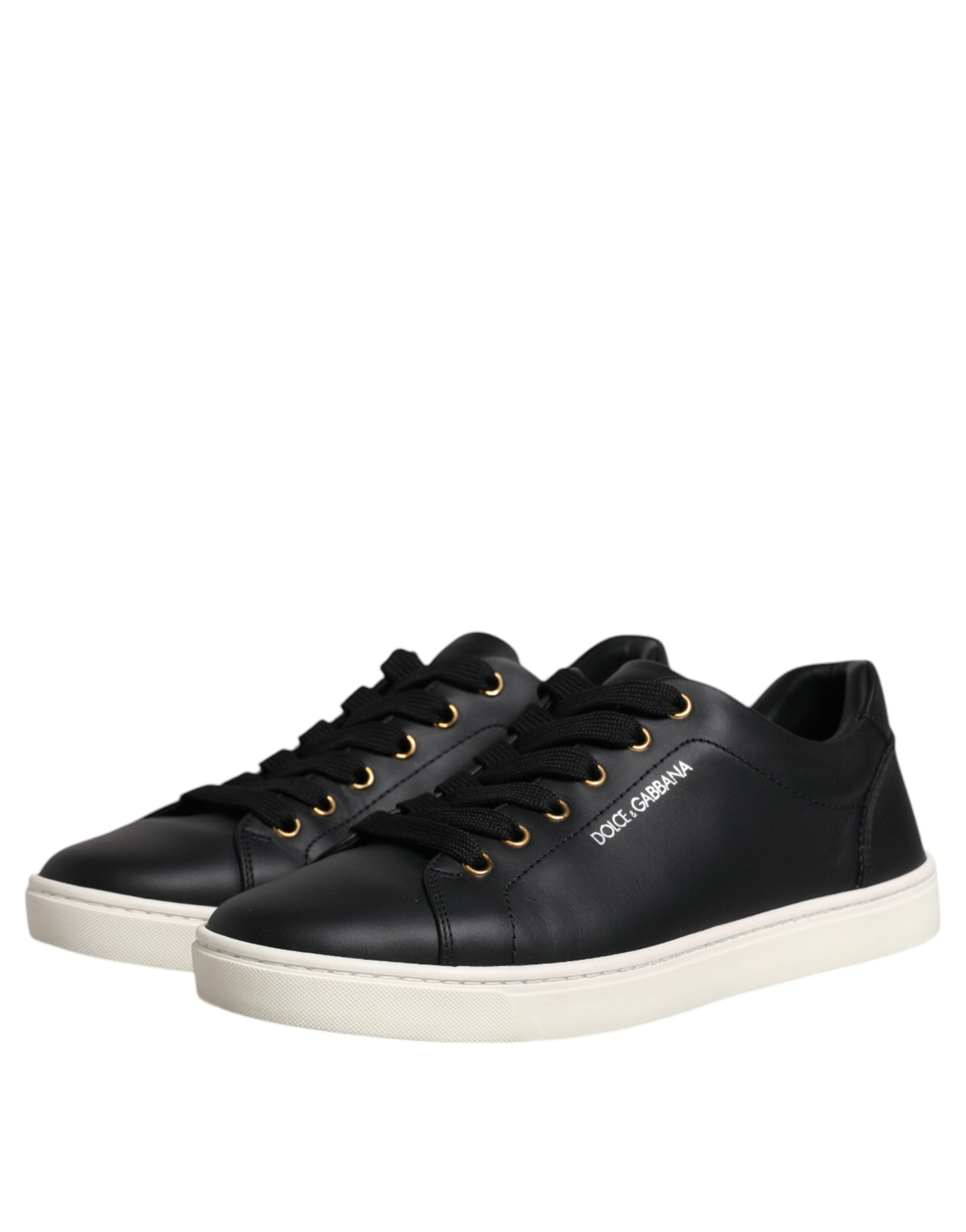 Dolce & Gabbana Black Leather Logo London Sneaker Shoes LUNESCAPE