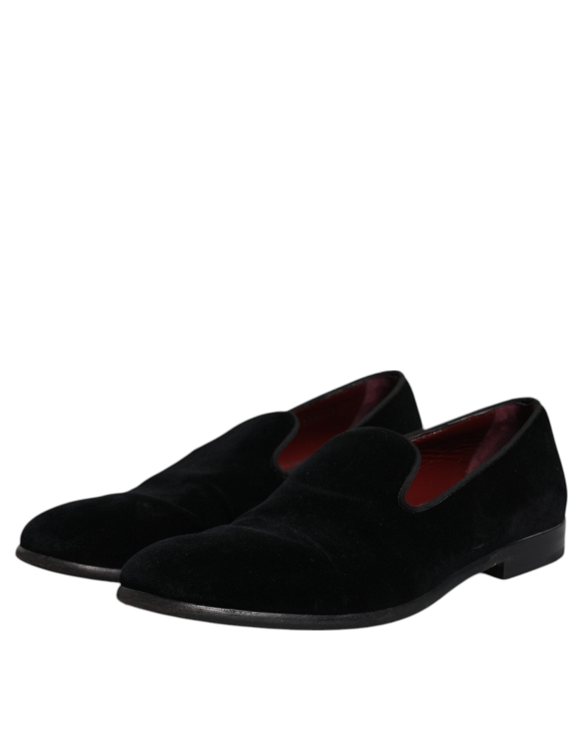 Dolce & Gabbana Black Velvet Loafers Formal Men Dress Shoes LUNESCAPE
