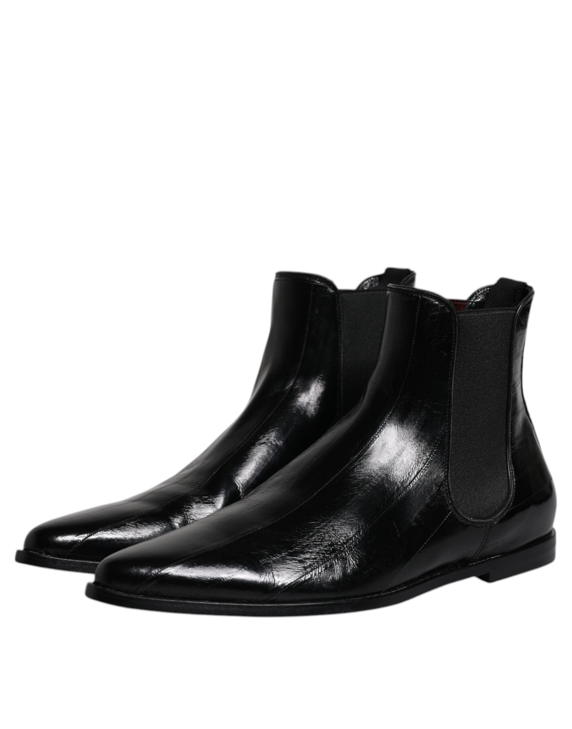 Dolce & Gabbana Black Leather Chelsea Men Ankle Boots Shoes LUNESCAPE