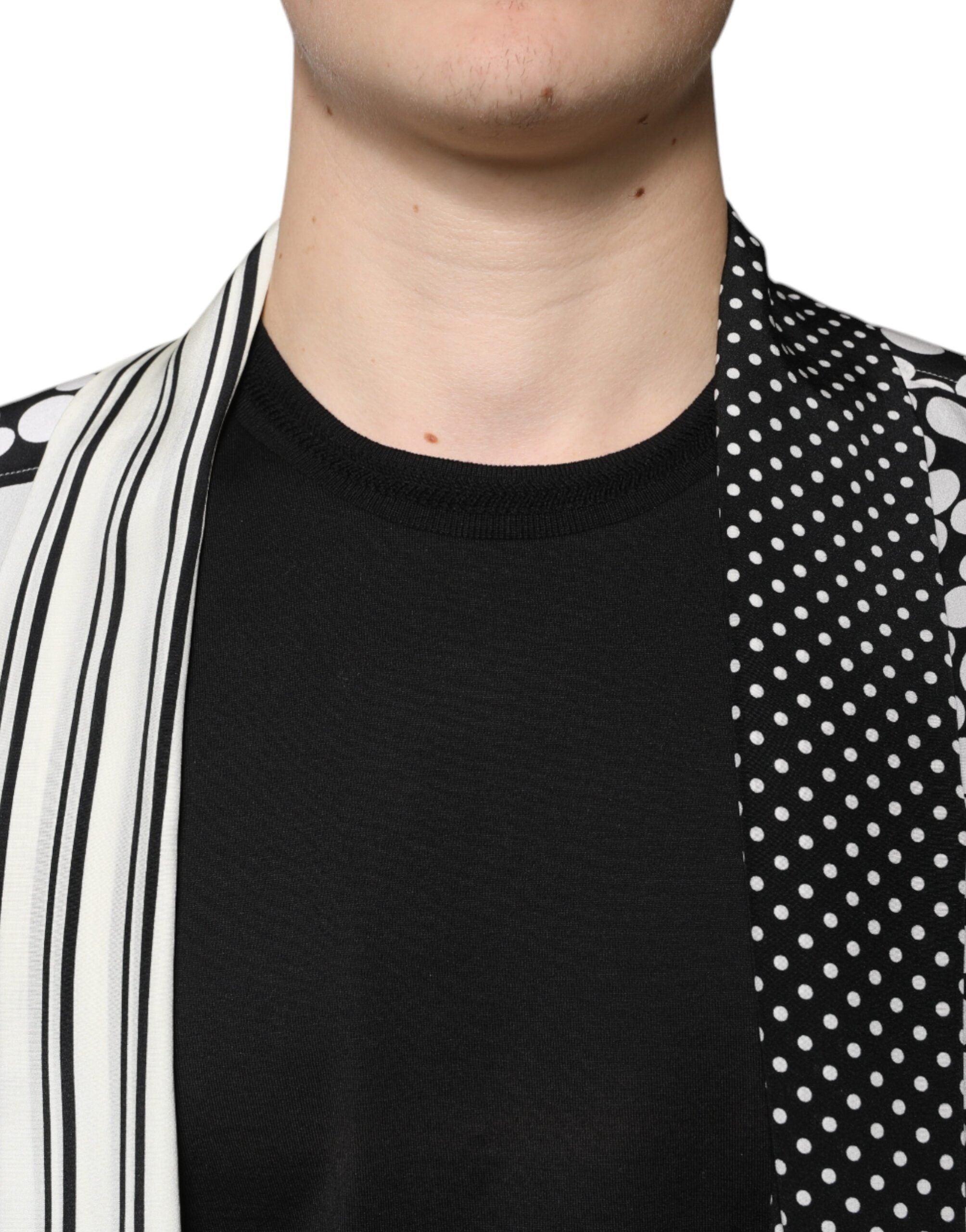 Dolce & Gabbana Black White Polka Dots Silk Open Front Cardigan