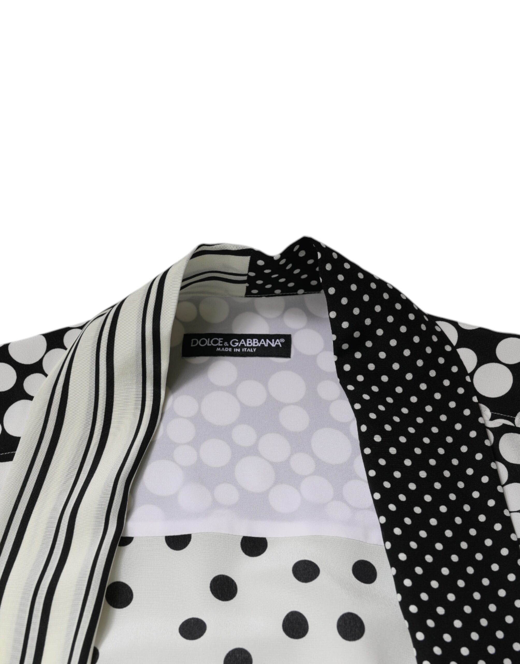 Dolce & Gabbana Black White Polka Dots Silk Open Front Cardigan