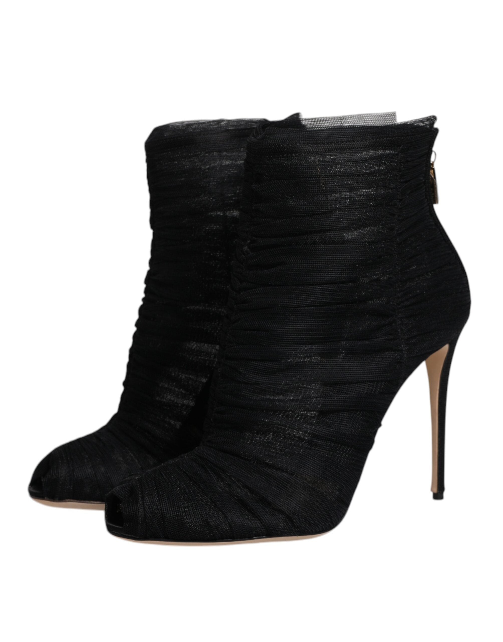 Dolce & Gabbana Black Mesh Stiletto Heels Ankle Boots Shoes LUNESCAPE