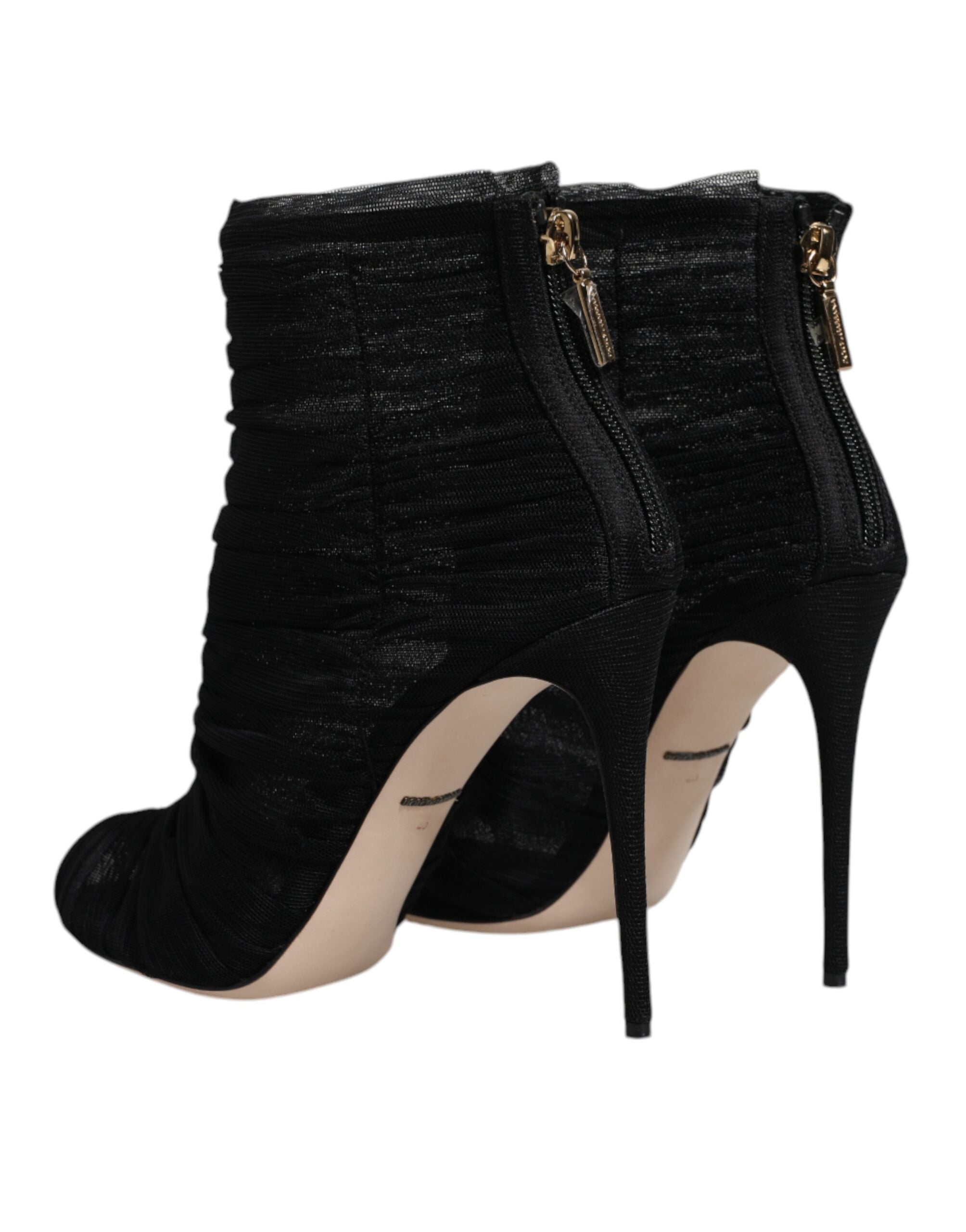 Dolce & Gabbana Black Mesh Stiletto Heels Ankle Boots Shoes LUNESCAPE