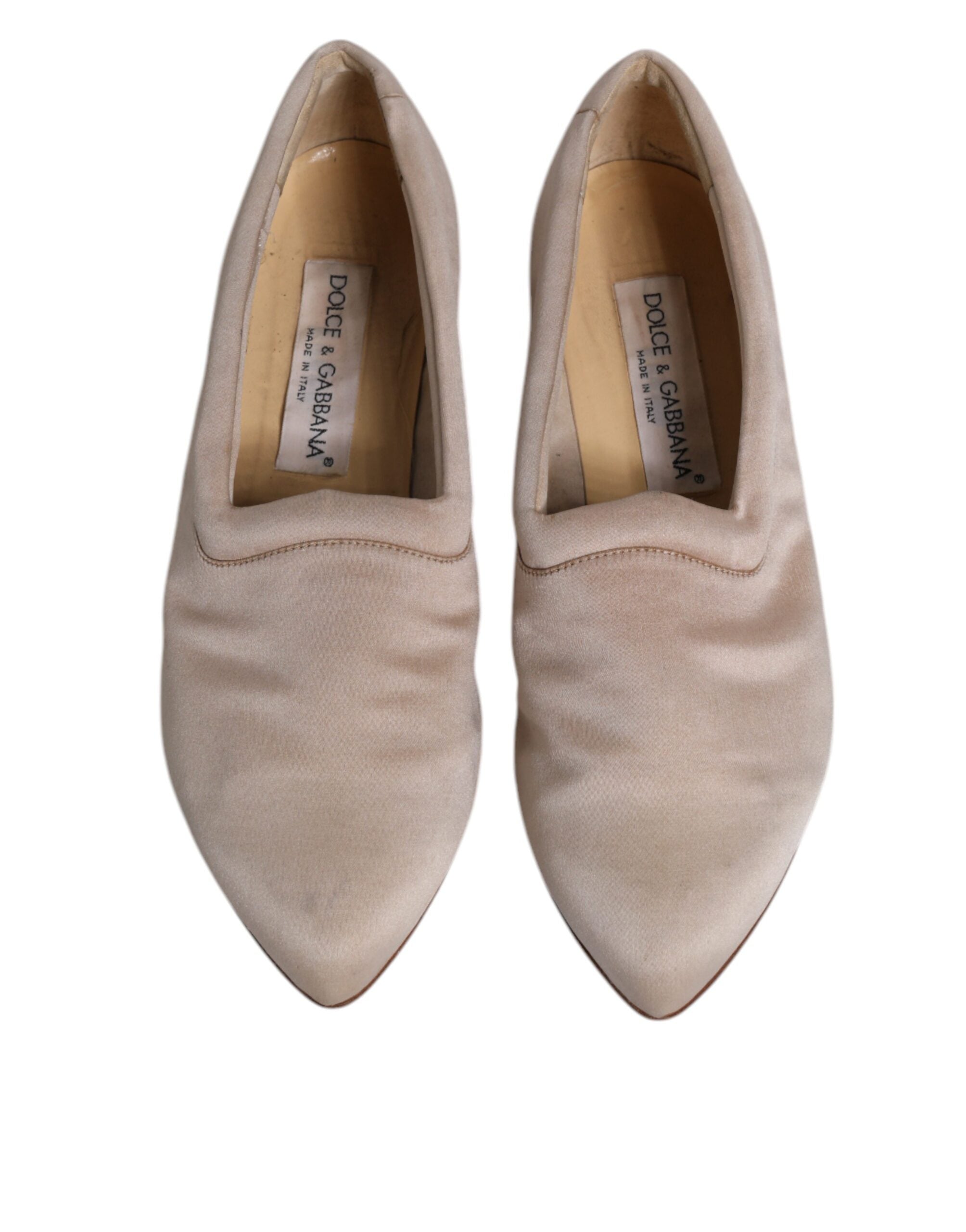 Dolce & Gabbana Beige Fabric Slip On Ballerina Flats Shoes LUNESCAPE