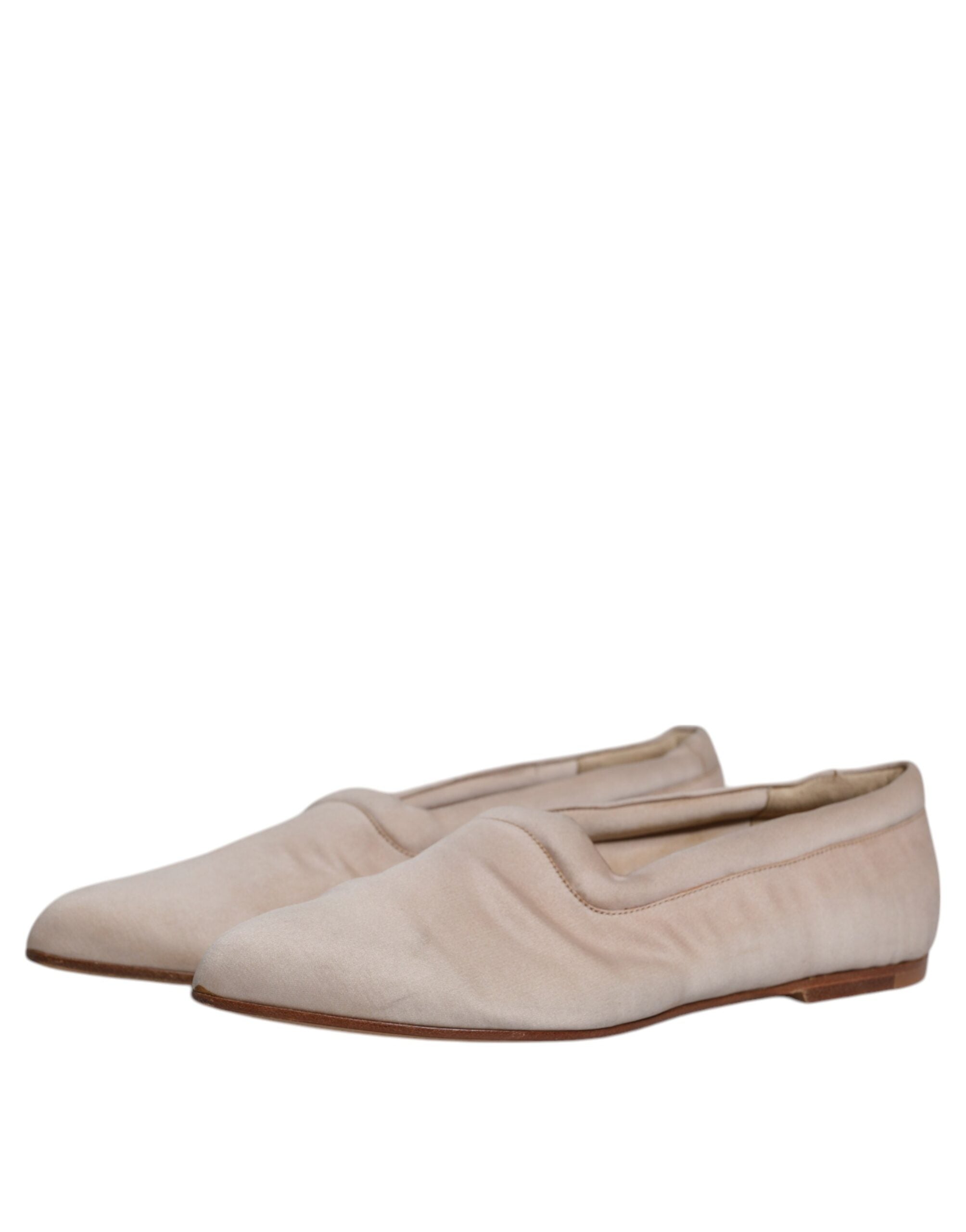 Dolce & Gabbana Beige Fabric Slip On Ballerina Flats Shoes LUNESCAPE
