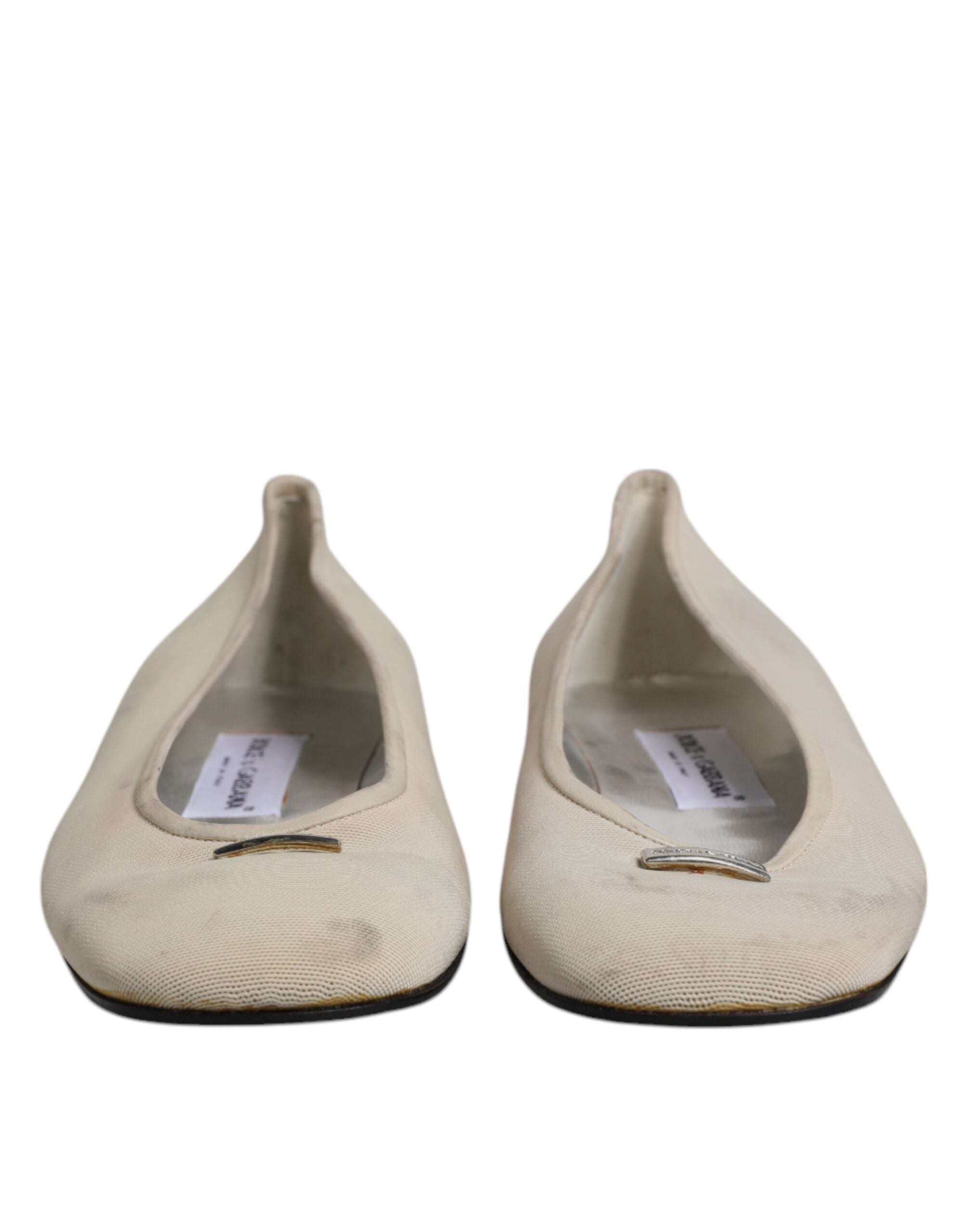Dolce & Gabbana Beige Fabric Slip On Ballerina Flats Shoes LUNESCAPE