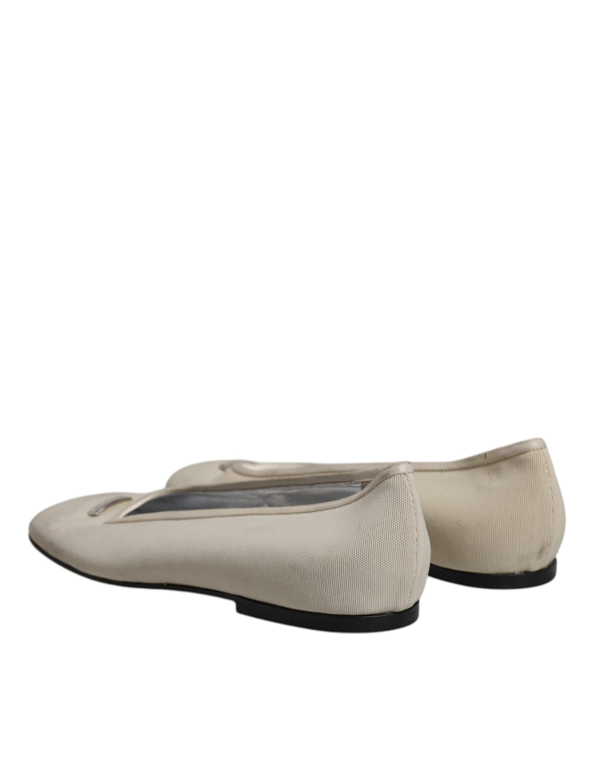 Dolce & Gabbana Beige Fabric Slip On Ballerina Flats Shoes LUNESCAPE