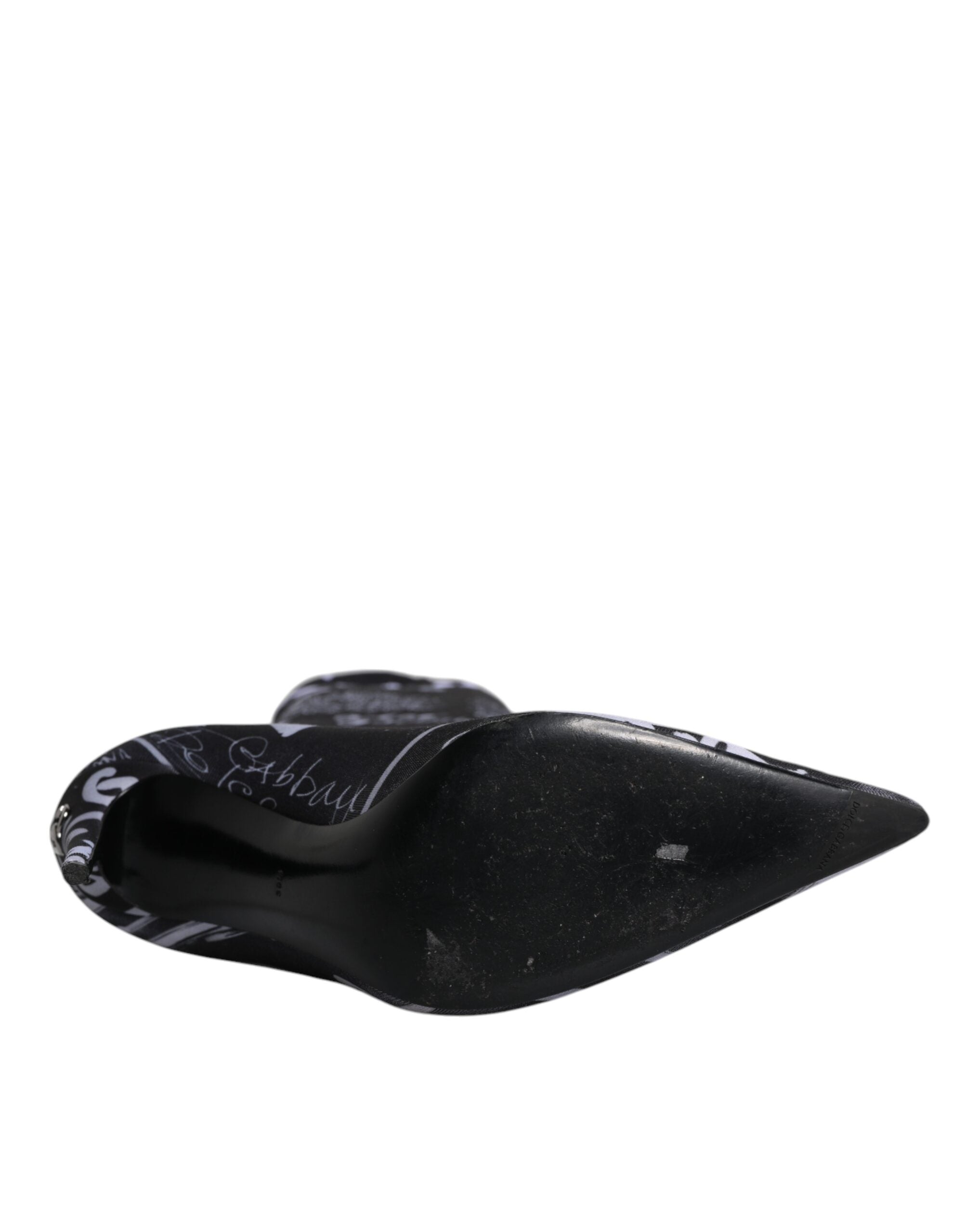 Dolce & Gabbana Black Logo Stretch Heels High Boots Shoes LUNESCAPE