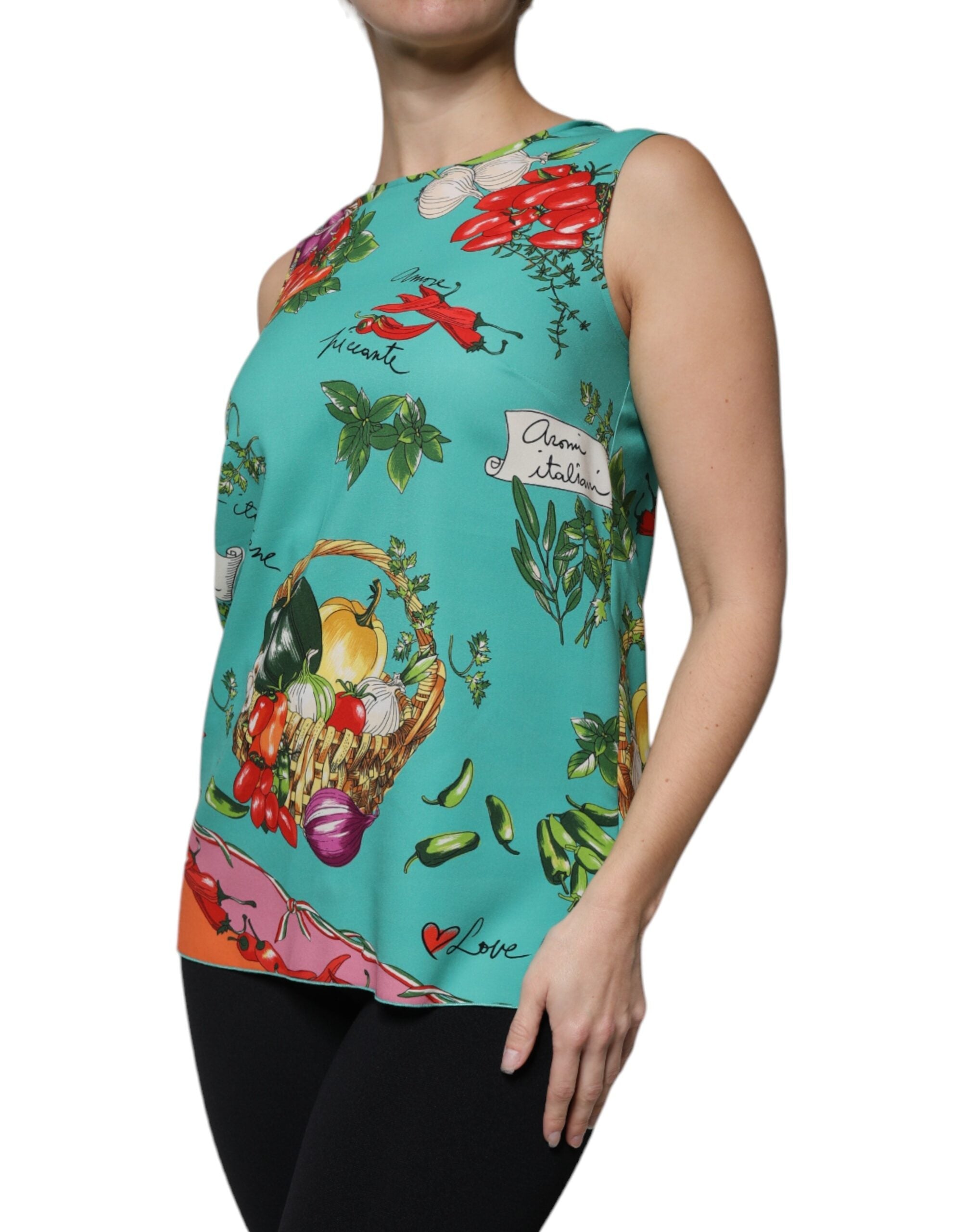 Dolce & Gabbana Multicolor Vegetables Sleeveless Tank Top LUNESCAPE