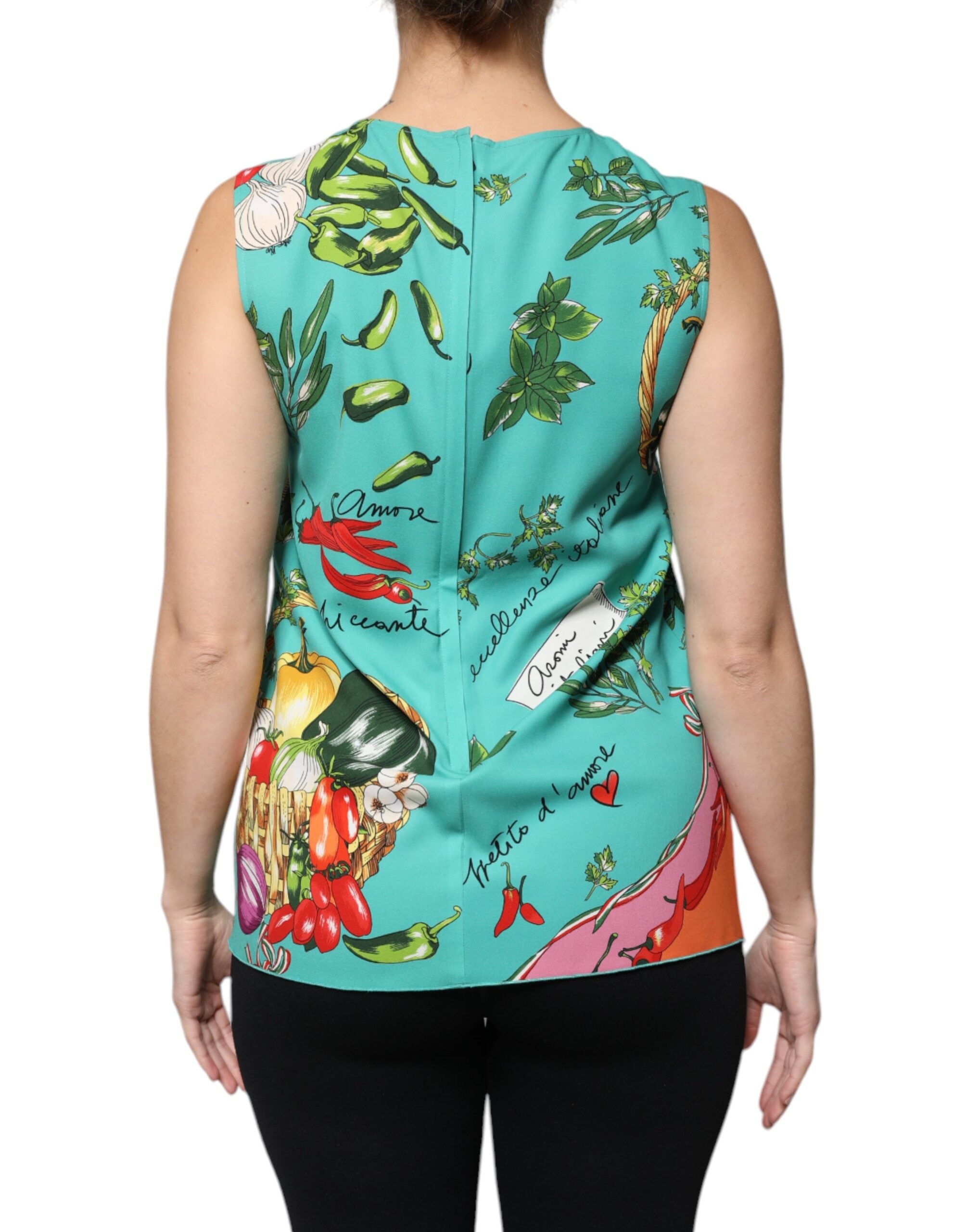 Dolce & Gabbana Multicolor Vegetables Sleeveless Tank Top LUNESCAPE