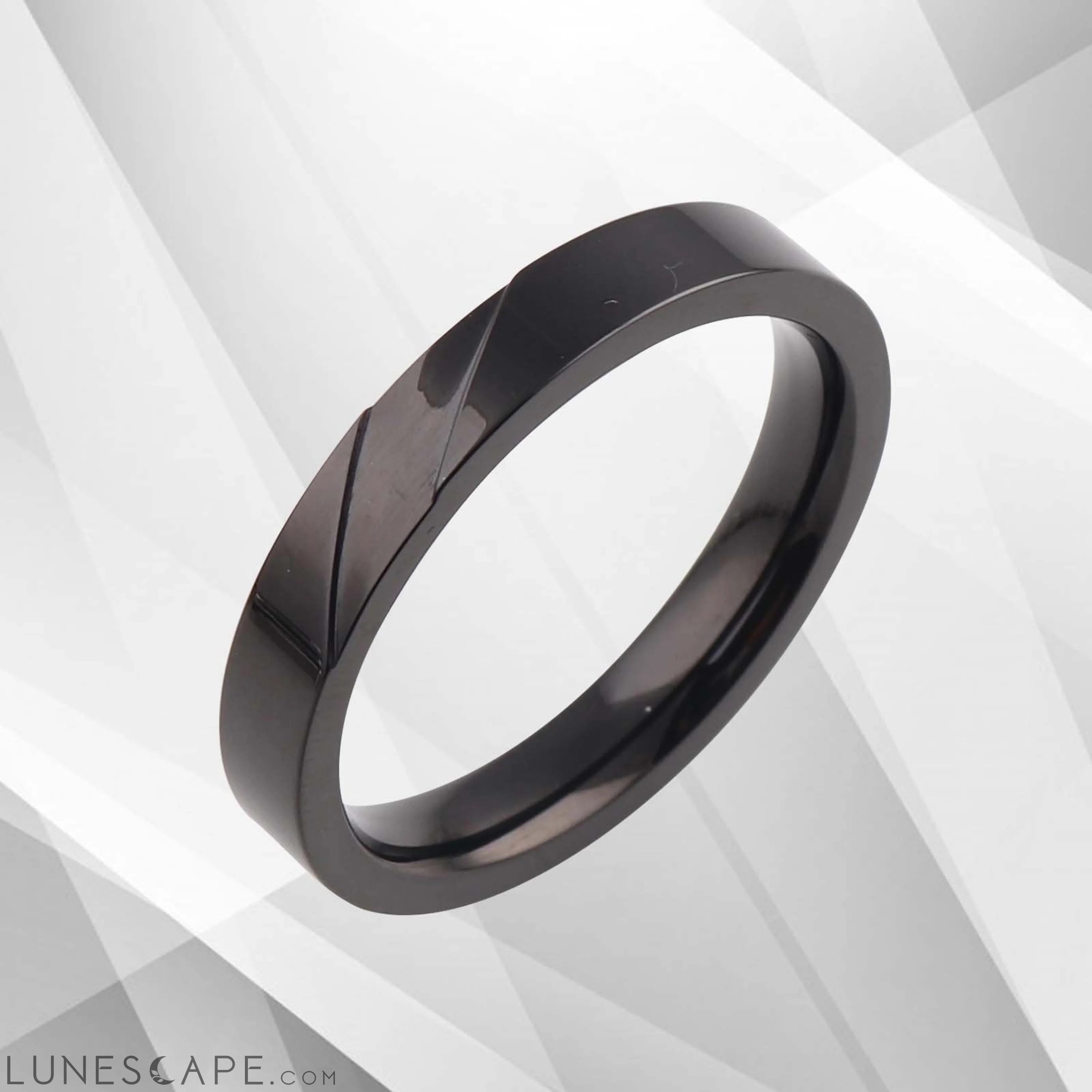 4mm Exclusive Sleek Design 18Ct Black Gold Over Titanium Engagement LUNESCAPE