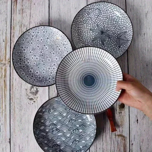 4Piece Japanese Ceramic Dinner Plates Set 18 cm LUNESCAPE