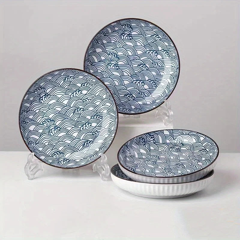4Piece Japanese Ceramic Dinner Plates Set 18 cm LUNESCAPE