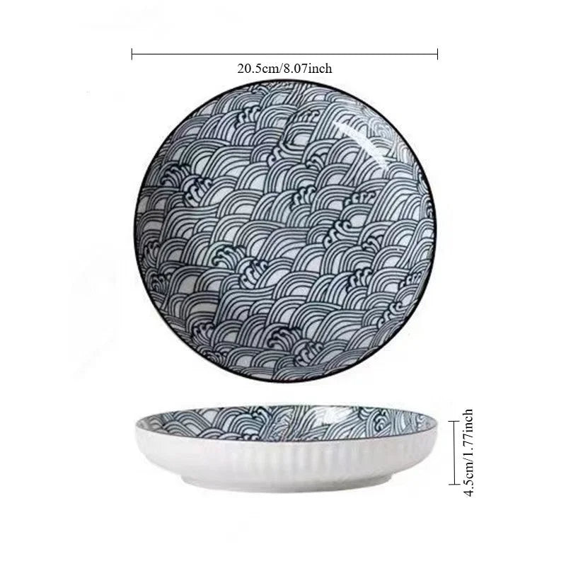 4Piece Japanese Ceramic Dinner Plates Set 18 cm LUNESCAPE