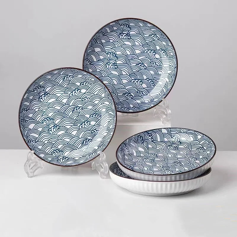 4Piece Japanese Ceramic Dinner Plates Set 18 cm LUNESCAPE