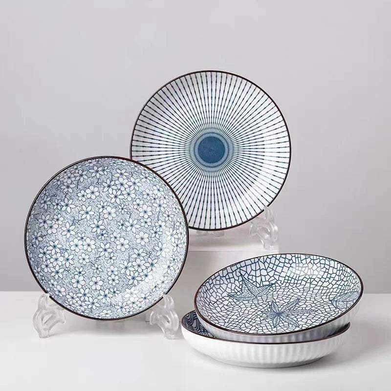 4Piece Japanese Ceramic Dinner Plates Set 18 cm LUNESCAPE