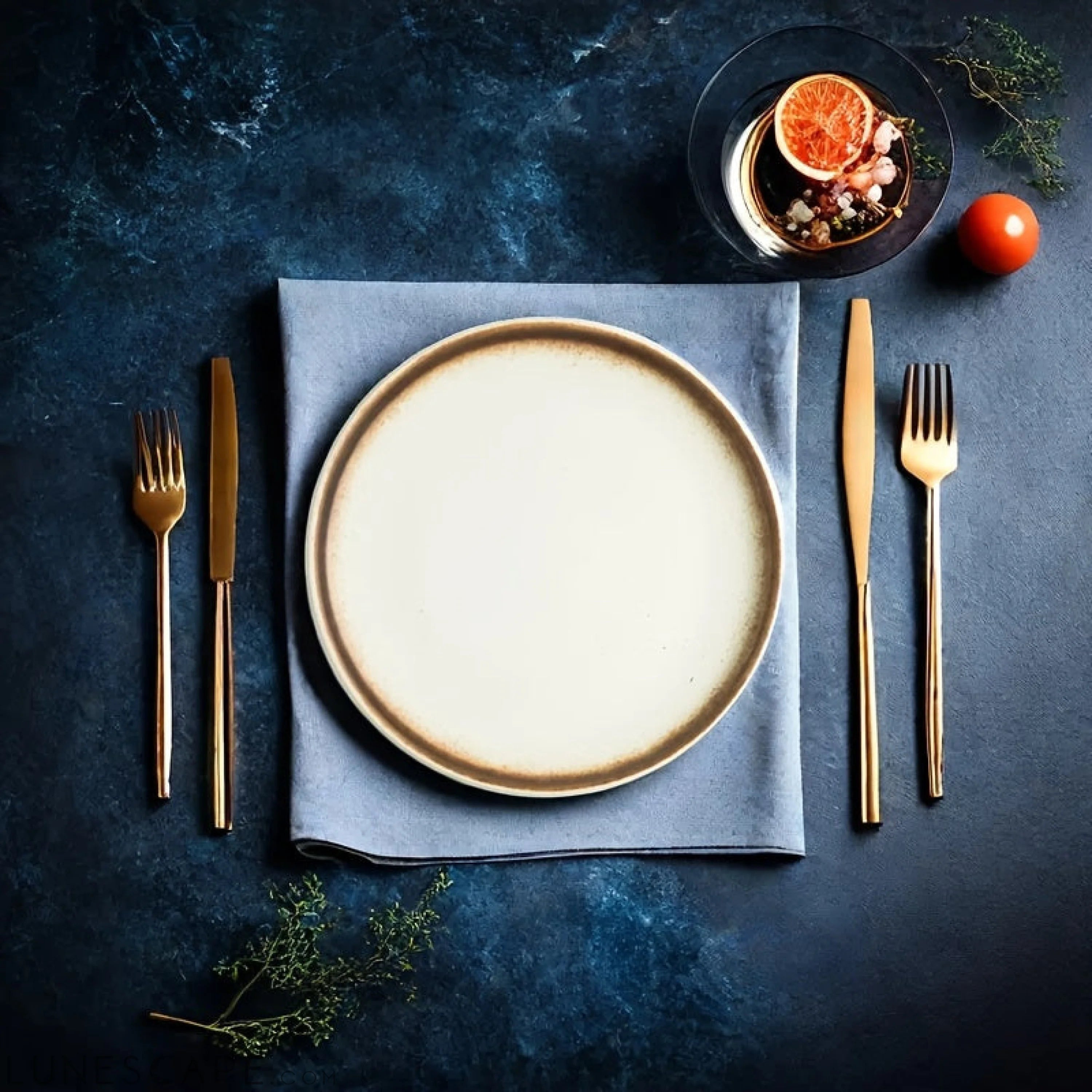 4Piece Mocha Gold 8Inch Ceramic Dinner Plate Set LUNESCAPE