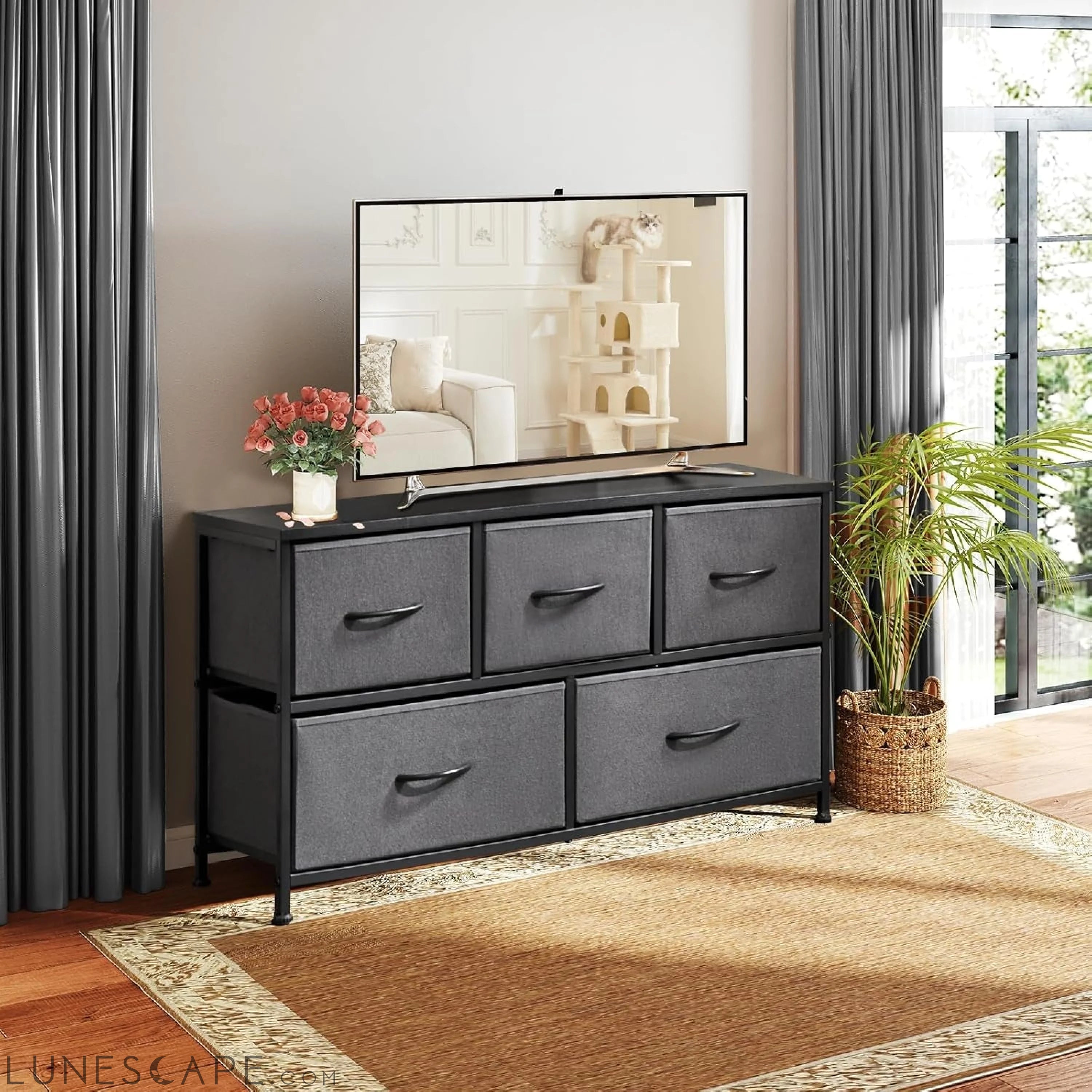 5 Drawers Dresser for Bedroom, Kidsroom Furniture, Small Chest Tower, LUNESCAPE