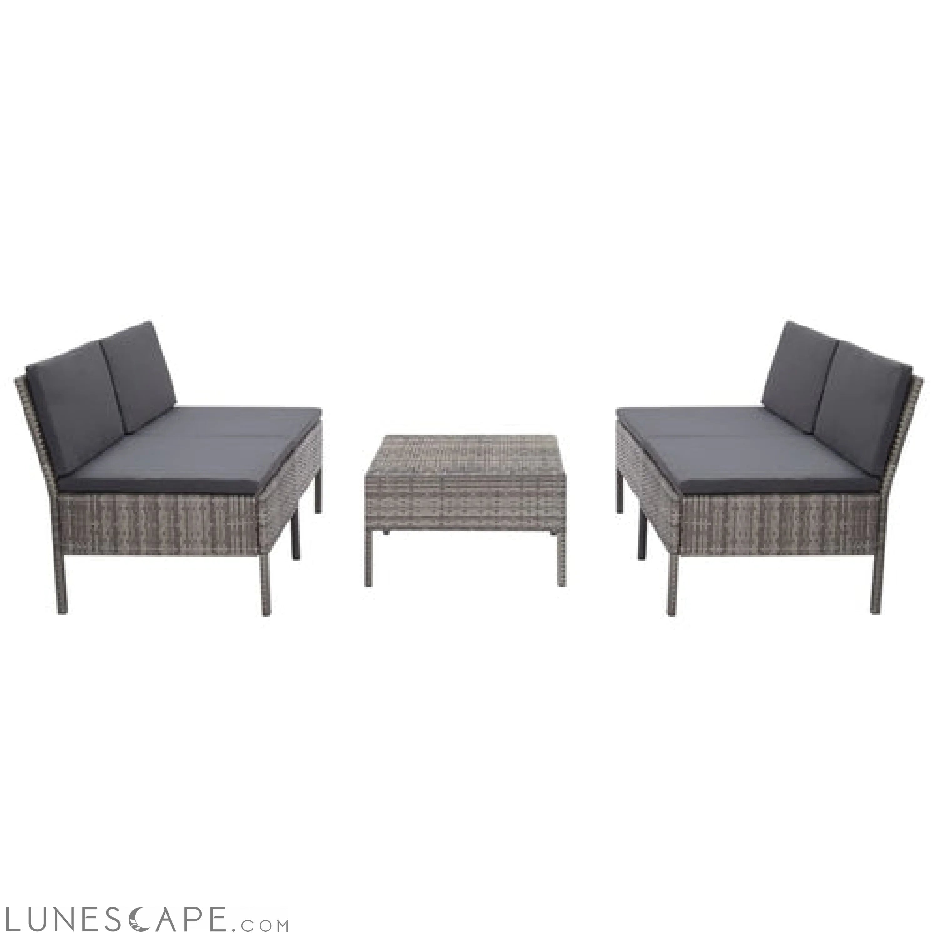 5 Piece Garden Sofa Set with Cushions Poly Rattan Gray LUNESCAPE