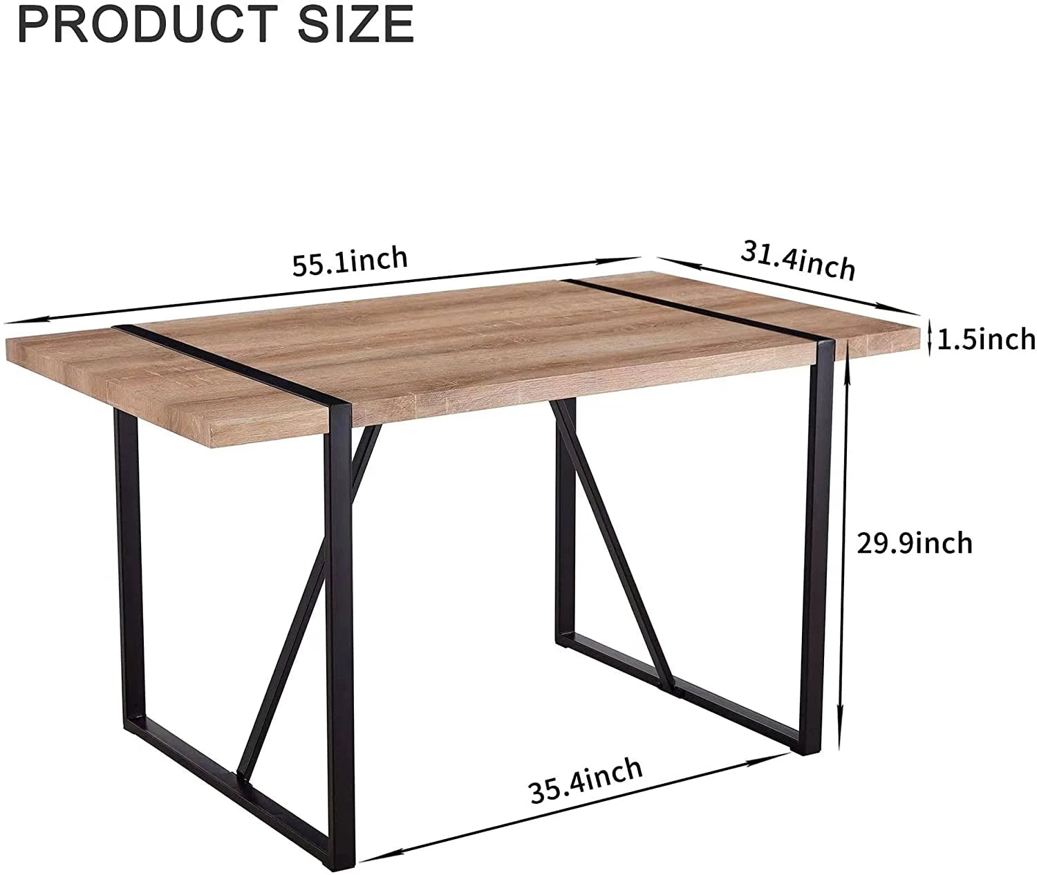 5 Piece Modern Farmhouse Wood Dining Table Set with Upholstered Chairs LUNESCAPE