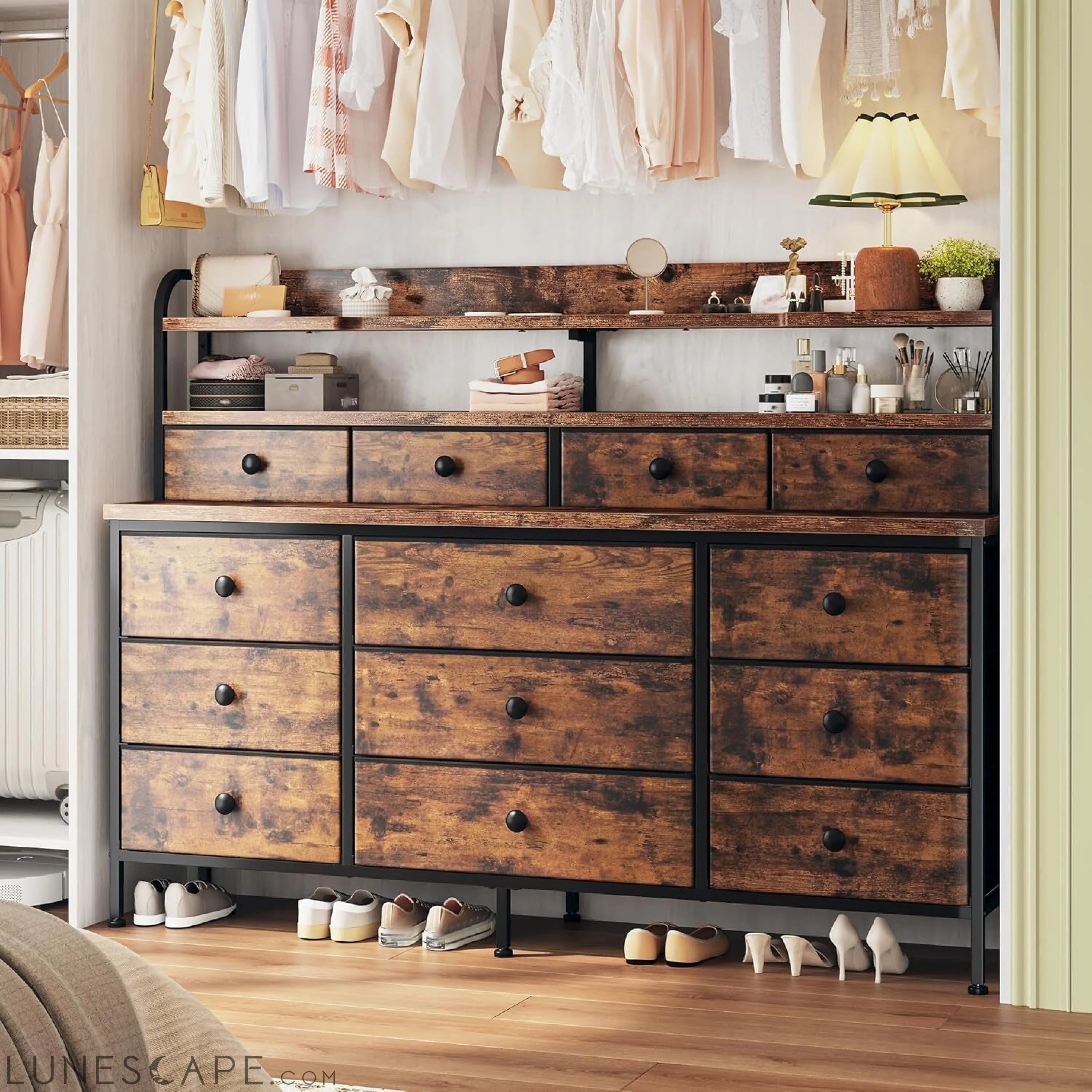 51.2" W Dresser for Bedroom with LED Lights, 13 Drawer Dresser for LUNESCAPE