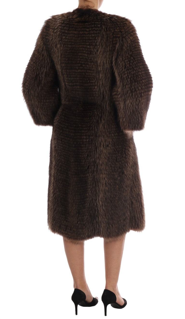 Dolce & Gabbana Brown Raccoon Fur Coat Jacket LUNESCAPE