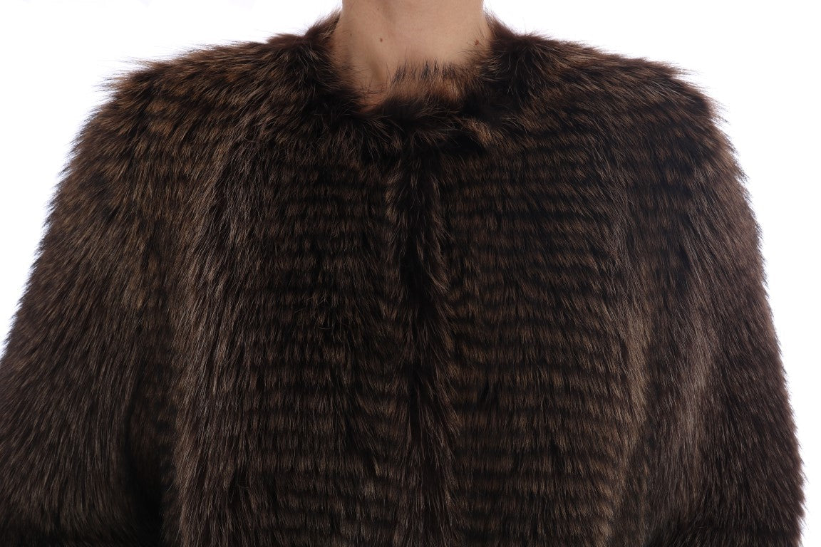 Dolce & Gabbana Brown Raccoon Fur Coat Jacket LUNESCAPE