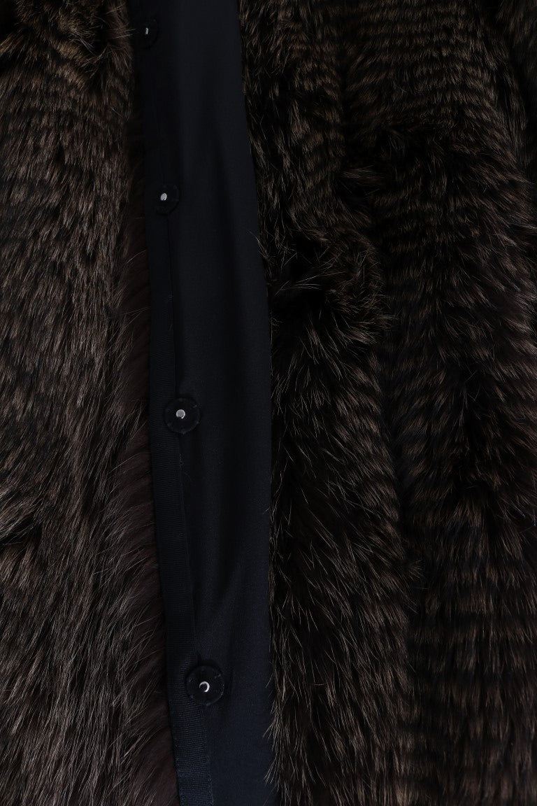 Dolce & Gabbana Brown Raccoon Fur Coat Jacket LUNESCAPE