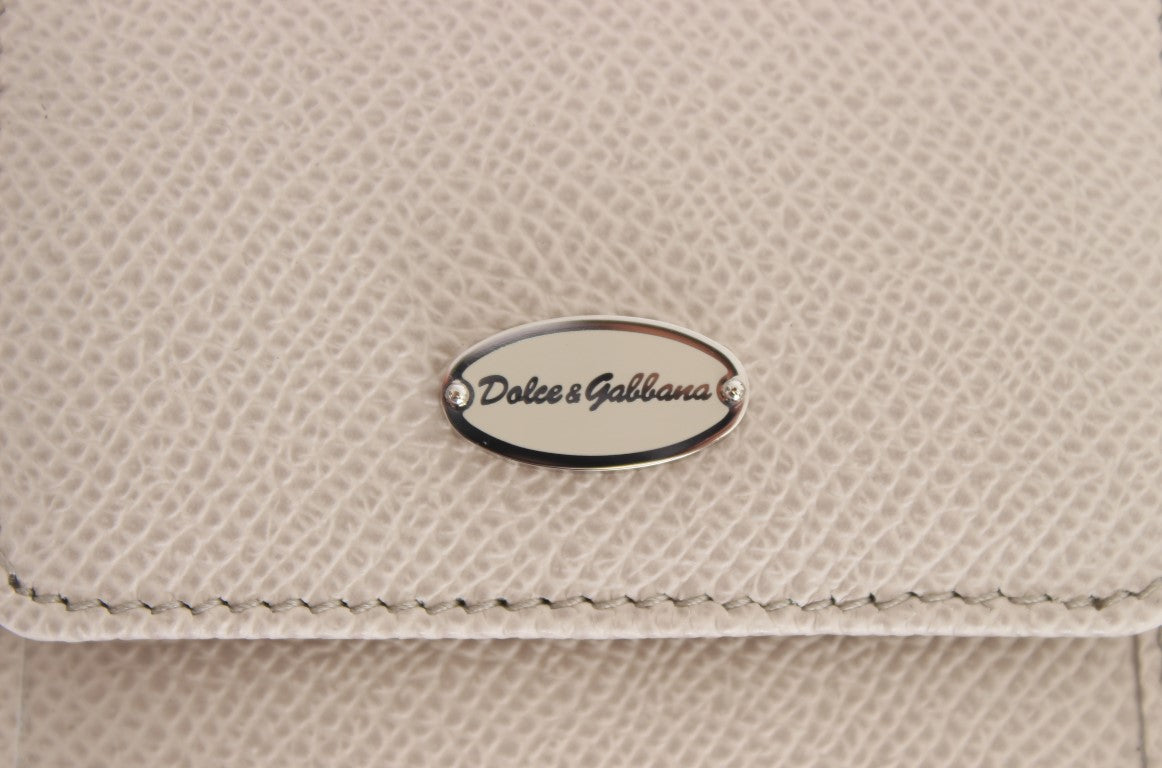 Dolce & Gabbana White Dauphine Leather Case Wallet LUNESCAPE