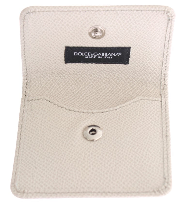 Dolce & Gabbana White Dauphine Leather Case Wallet LUNESCAPE