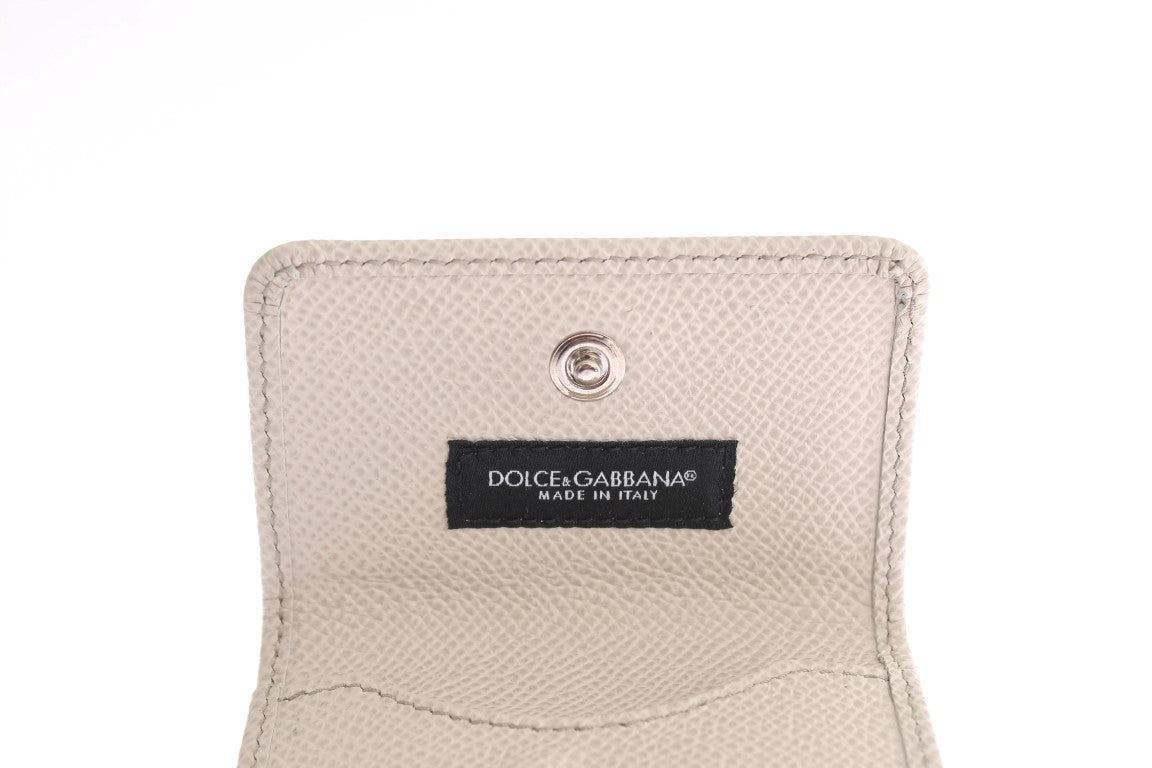 Dolce & Gabbana White Dauphine Leather Case Wallet LUNESCAPE
