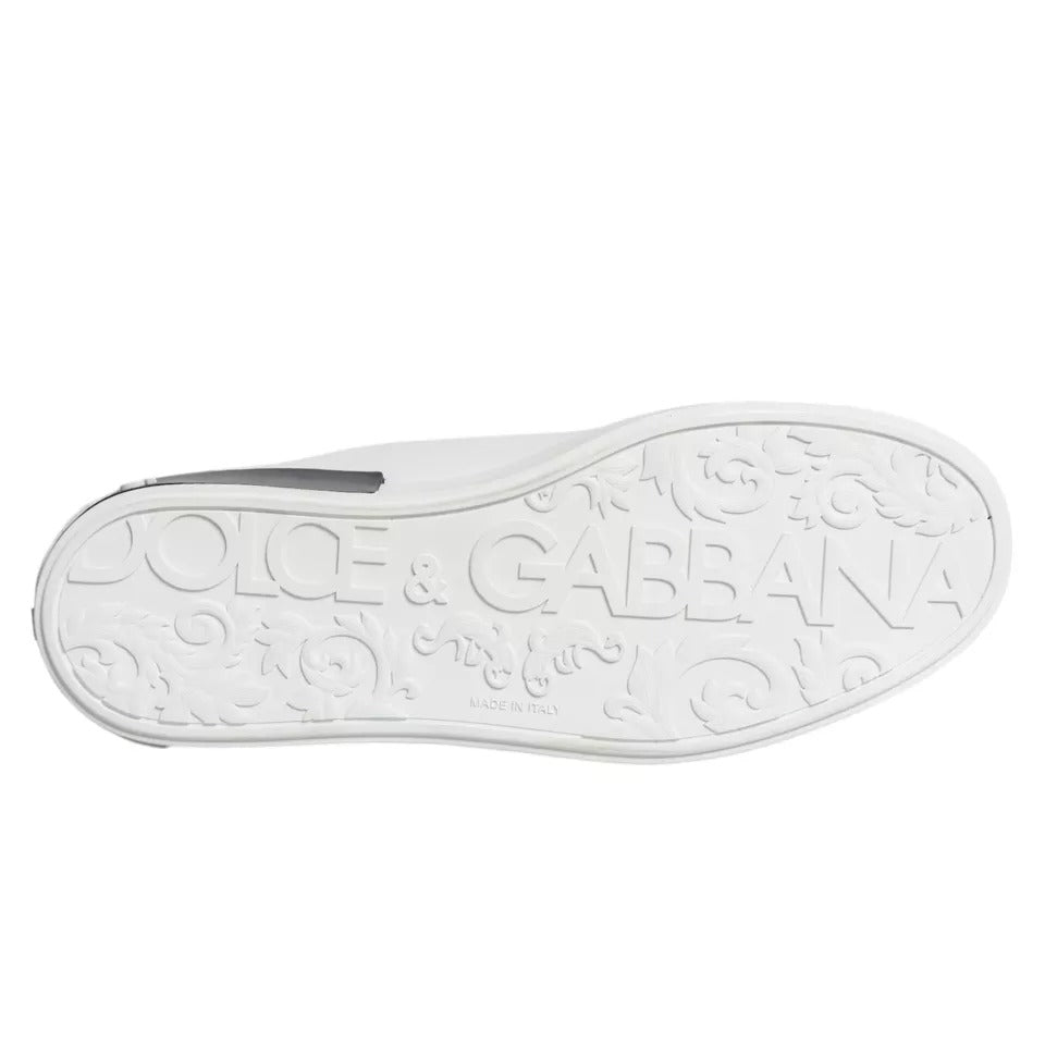 Dolce & Gabbana White Leather Logo Portofino Sneaker Shoes LUNESCAPE