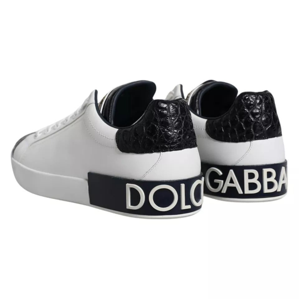 Dolce & Gabbana White Leather Logo Portofino Sneaker Shoes LUNESCAPE