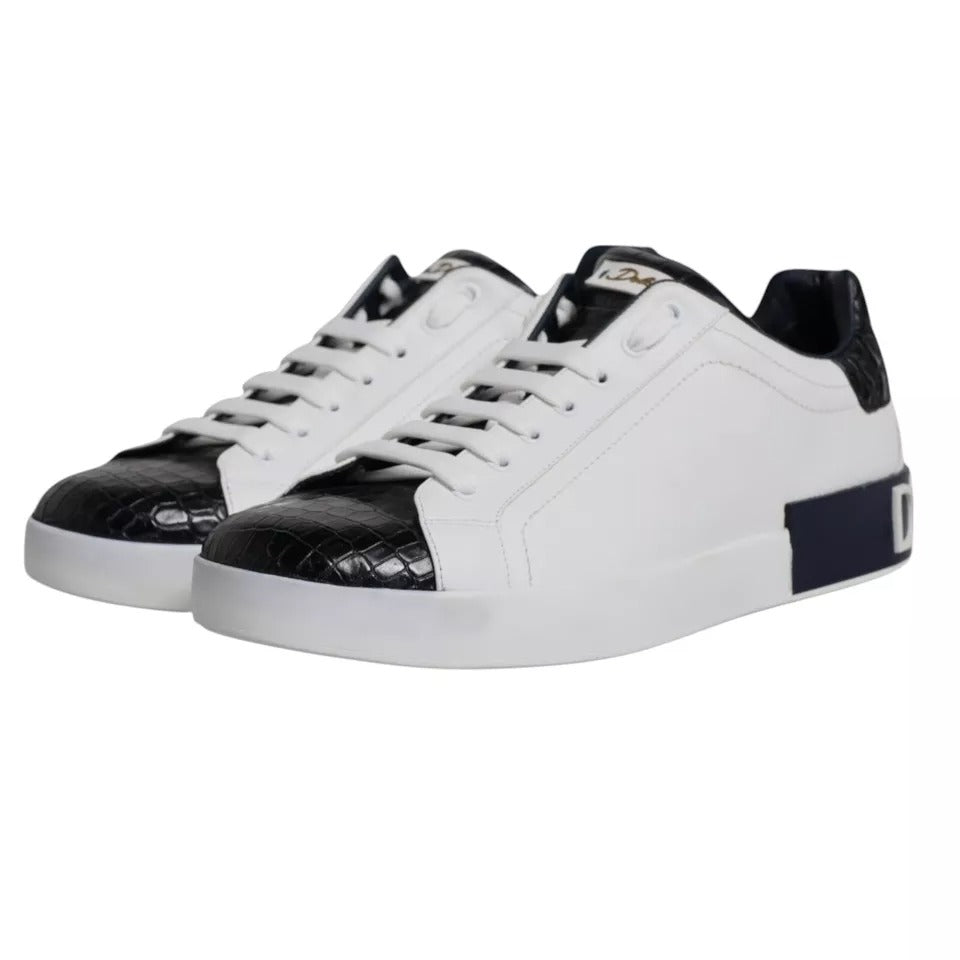 Dolce & Gabbana White Leather Logo Portofino Sneaker Shoes LUNESCAPE