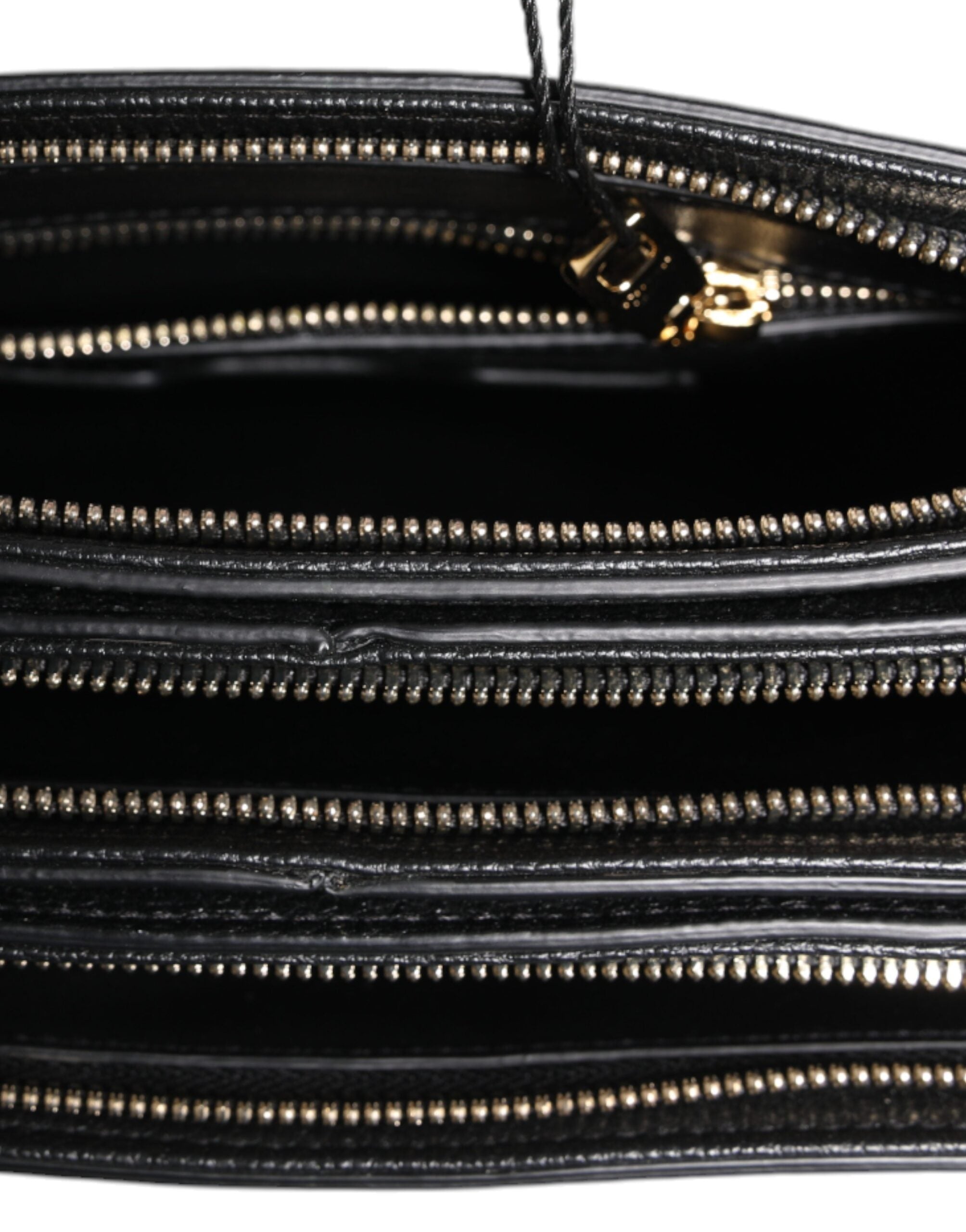 Dolce & Gabbana Black Grain Leather Logo Plaque Clutch Bag LUNESCAPE