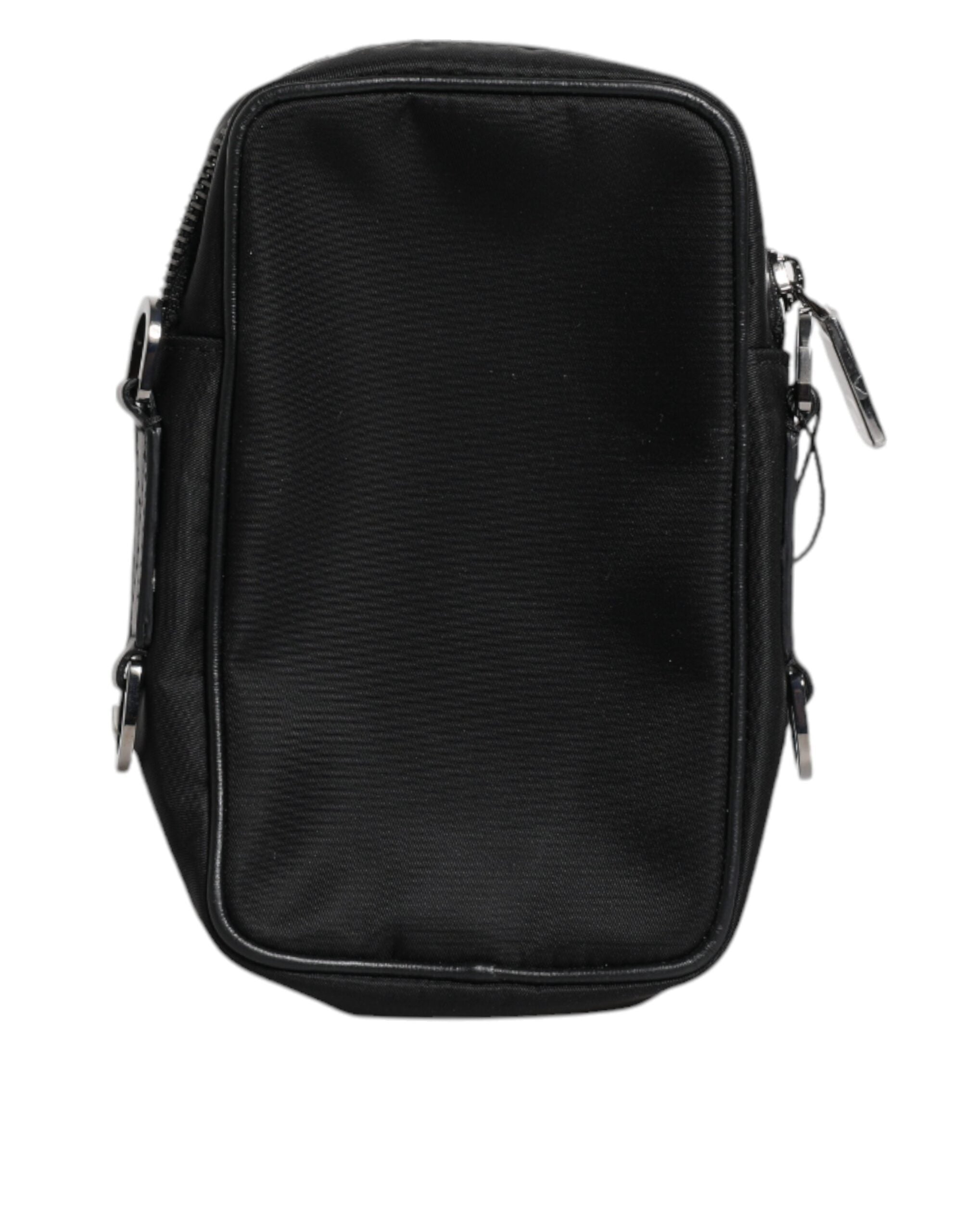 Dolce & Gabbana Black Grain Leather Logo Plaque Clutch Bag LUNESCAPE