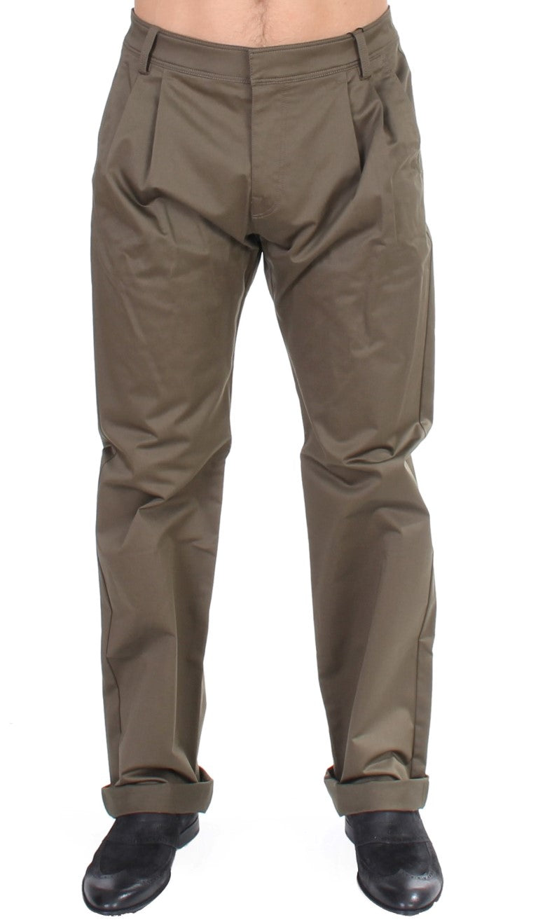 GF Ferre Green Cotton Stretch Comfort Fit Chino Pant
