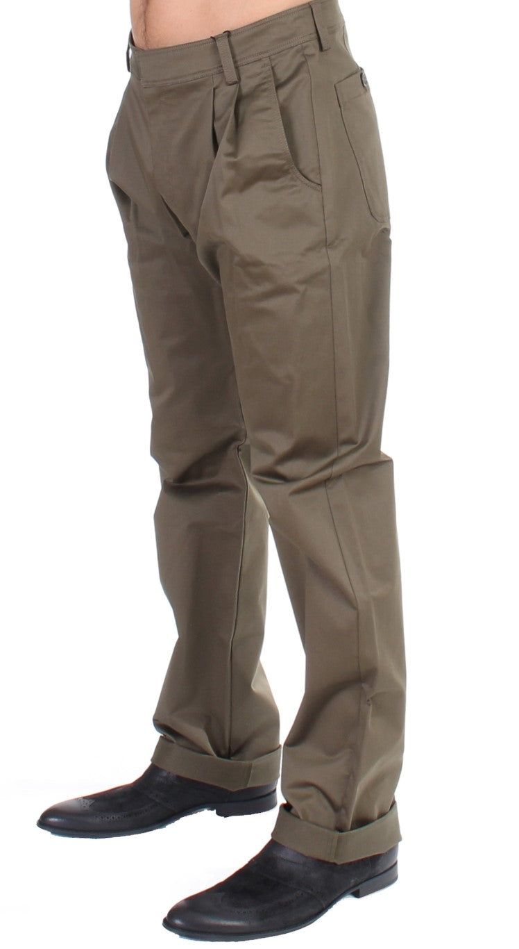 GF Ferre Green Cotton Stretch Comfort Fit Chino Pant